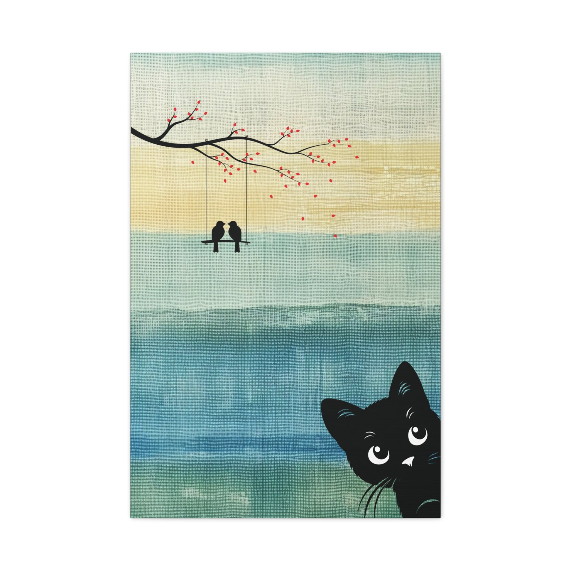 Peekaboo Cat Canvas Wall Art Vertical - Canvasses