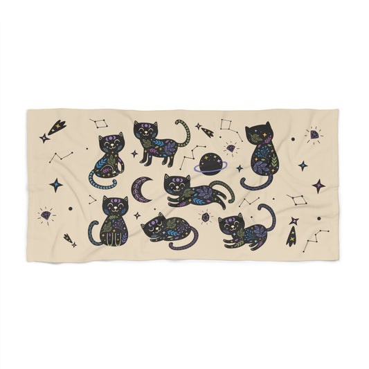 Boho Celestial Cats Oversized Beach Towel - Canvasses