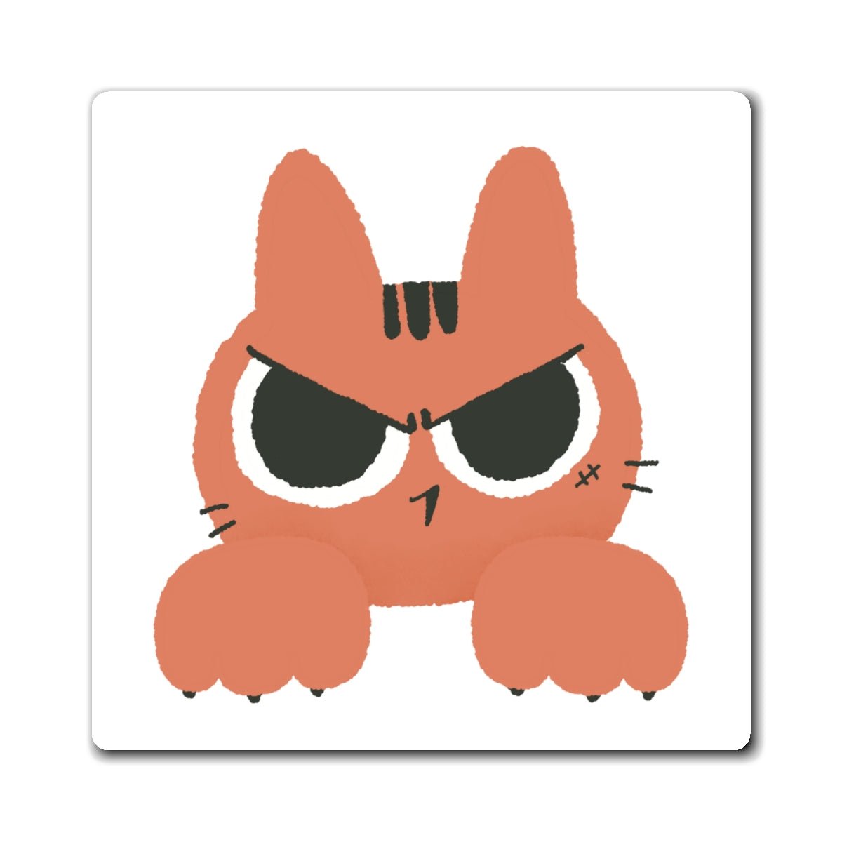 Grumpy Peekaboo Cat Square Magnet - Canvasses