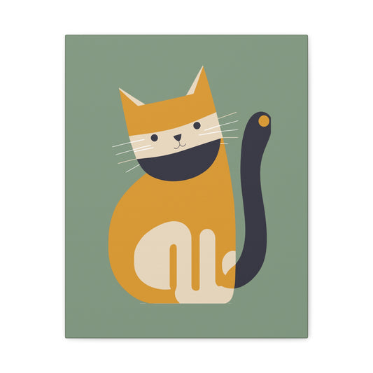 Orange Cat Canvas Wall Art Vertical - Canvasses