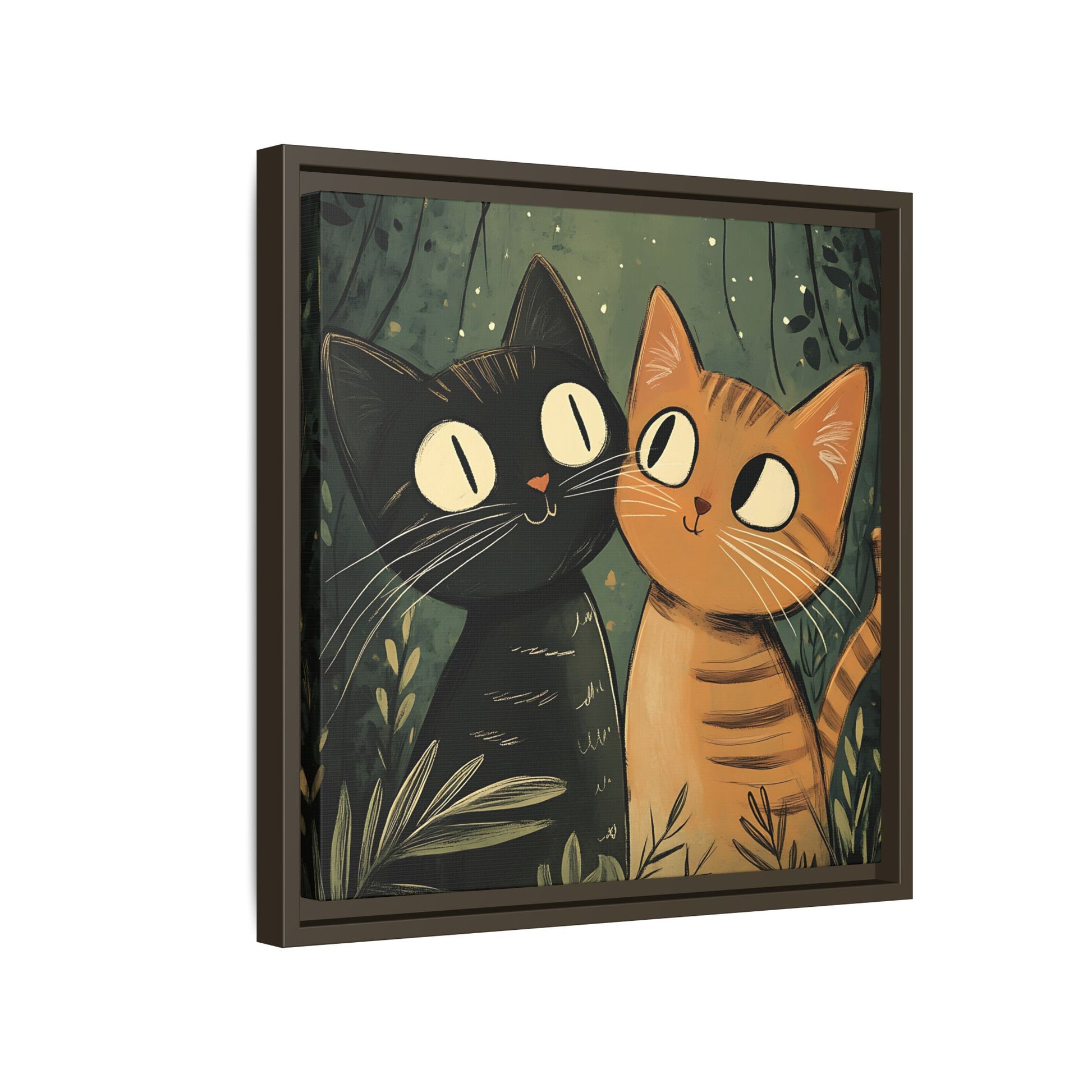 Cats in Love Framed Canvas Wall Art Square - Canvasses