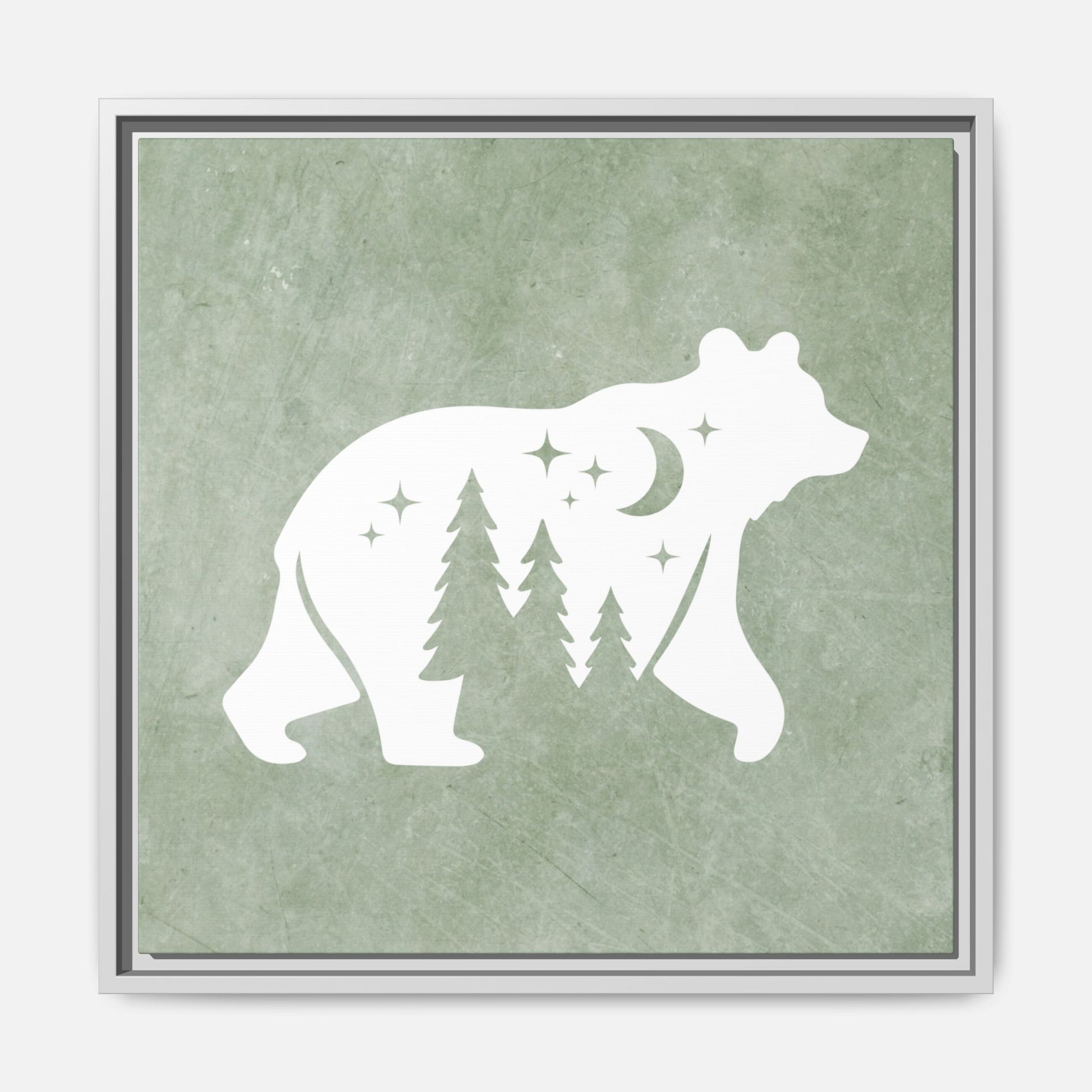 Silhouette Bear Framed Canvas Wall Art Square - Canvasses