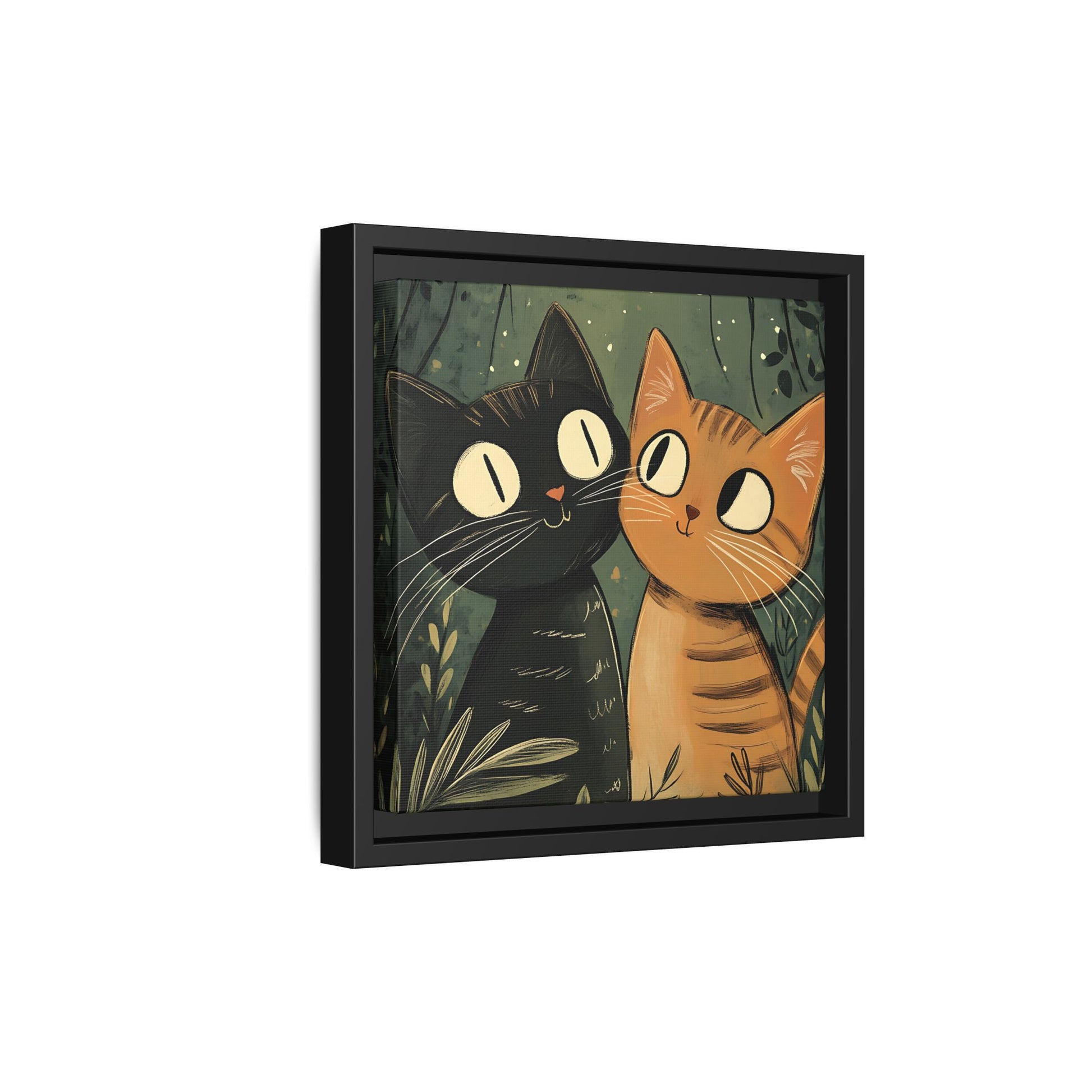 Cats in Love Framed Canvas Wall Art Square - Canvasses
