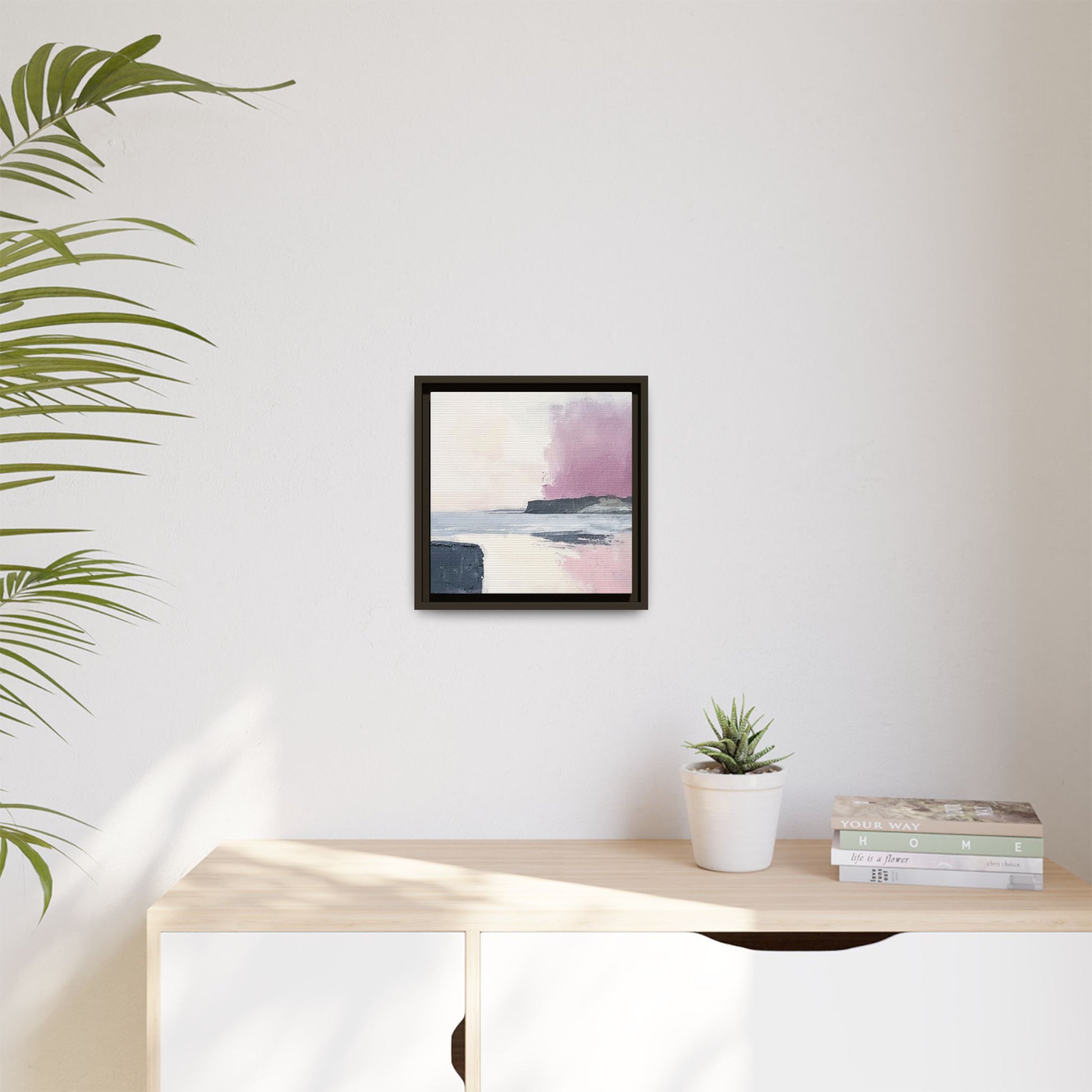 Lavender Ocean Framed Canvas Wall Art Square - Canvasses