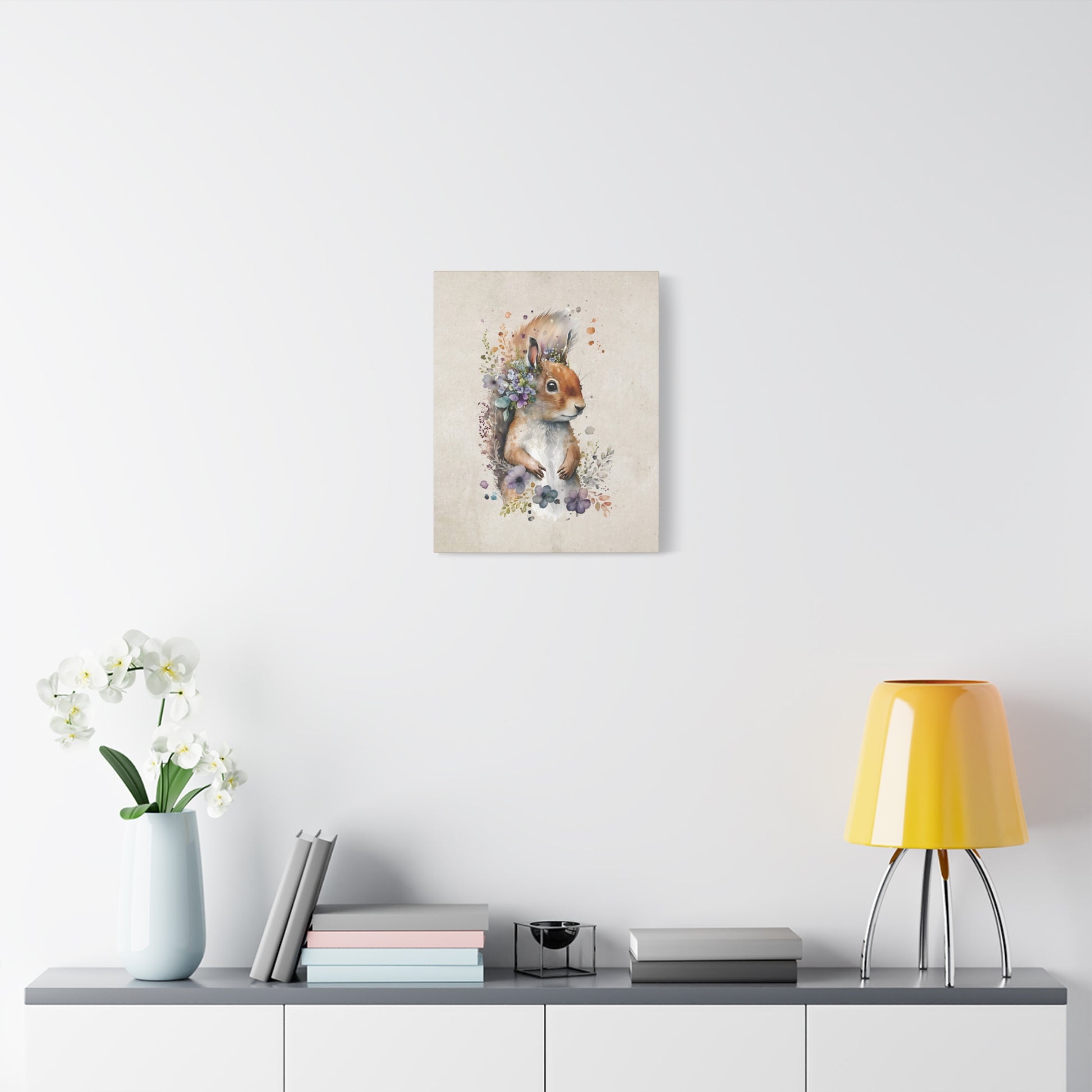 Watercolor Squirrel Canvas Wall Art Vertical - Canvasses