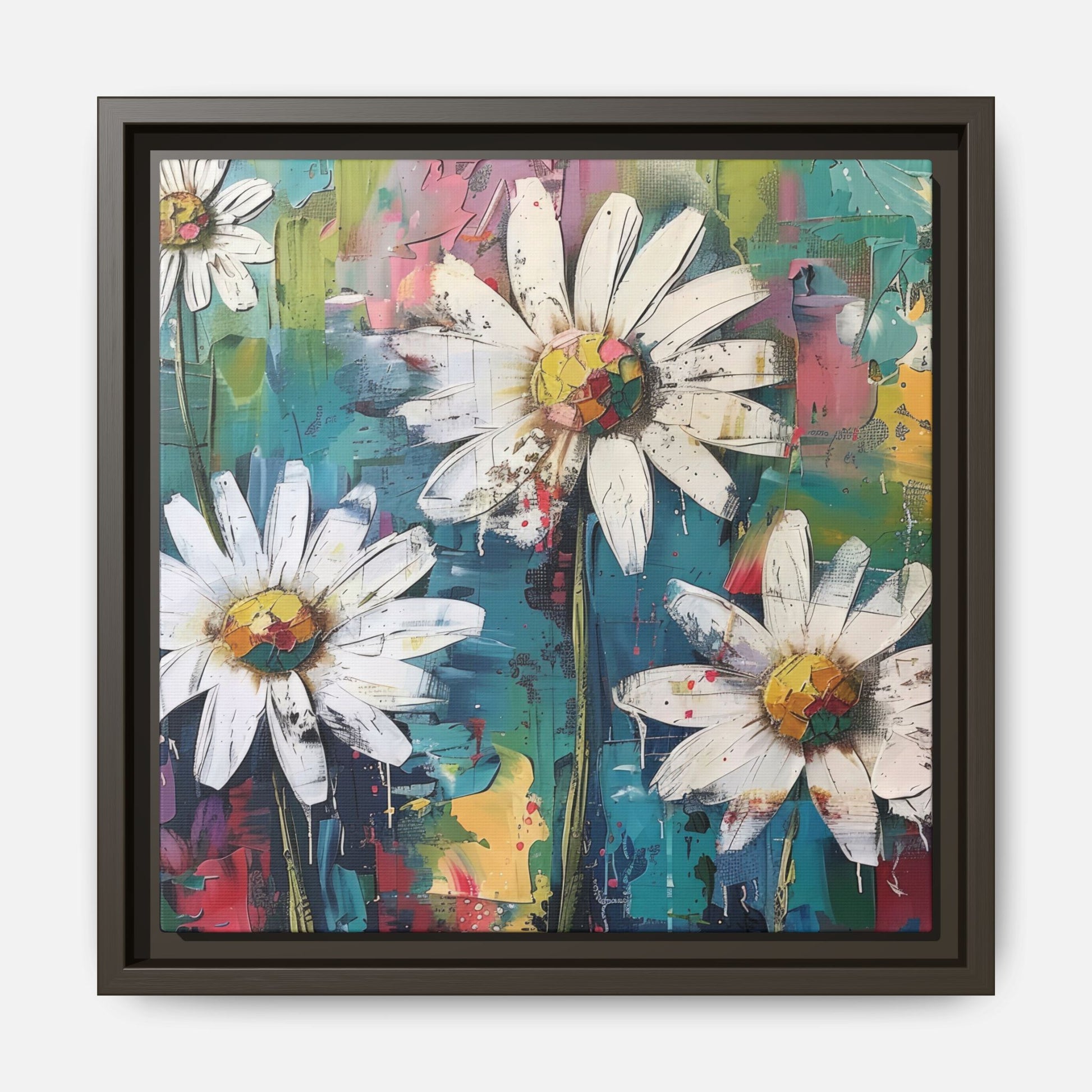 Daisy Daydreams Framed Canvas Wall Art Square - Canvasses