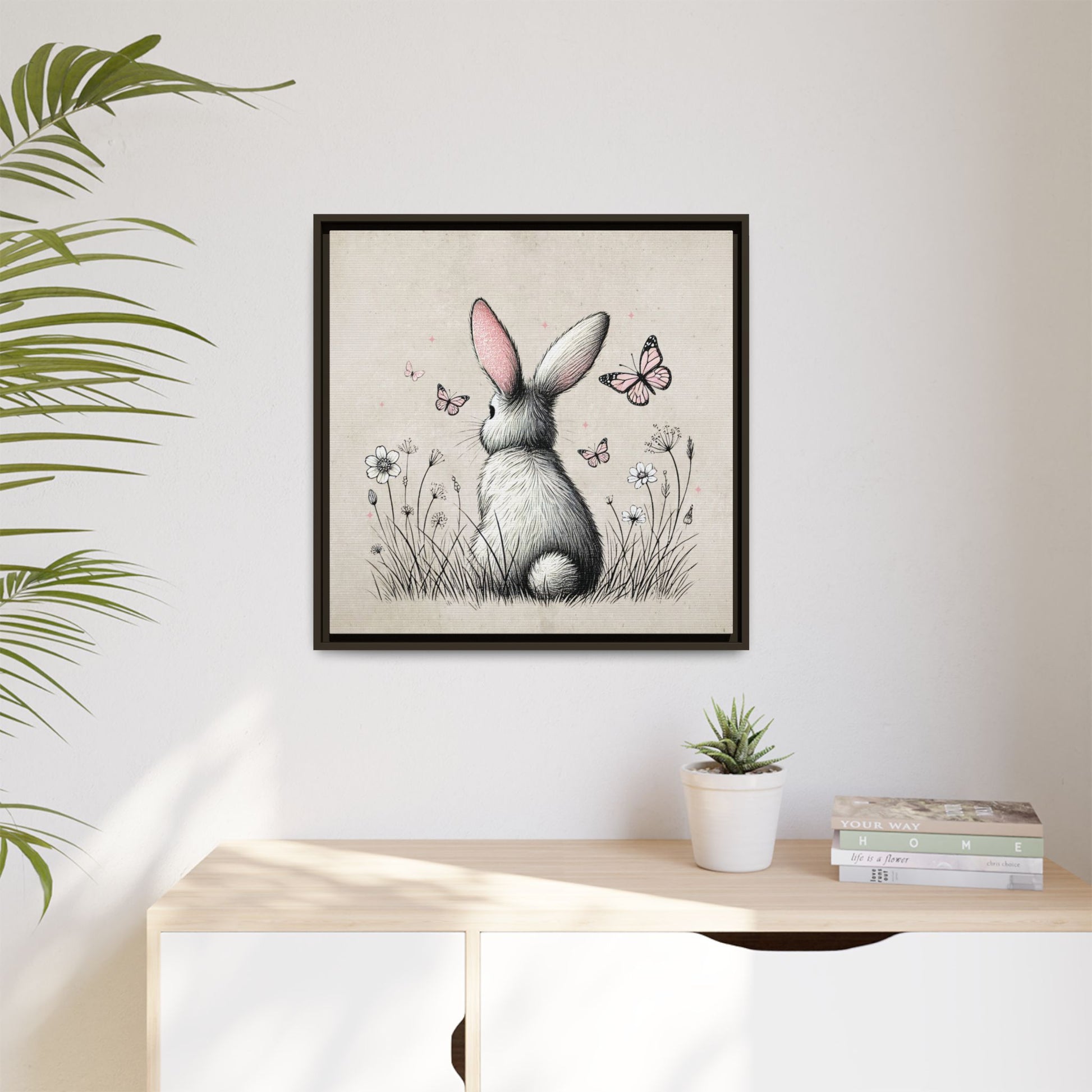 Bunny Playground Framed Canvas Wall Art Square - Canvasses