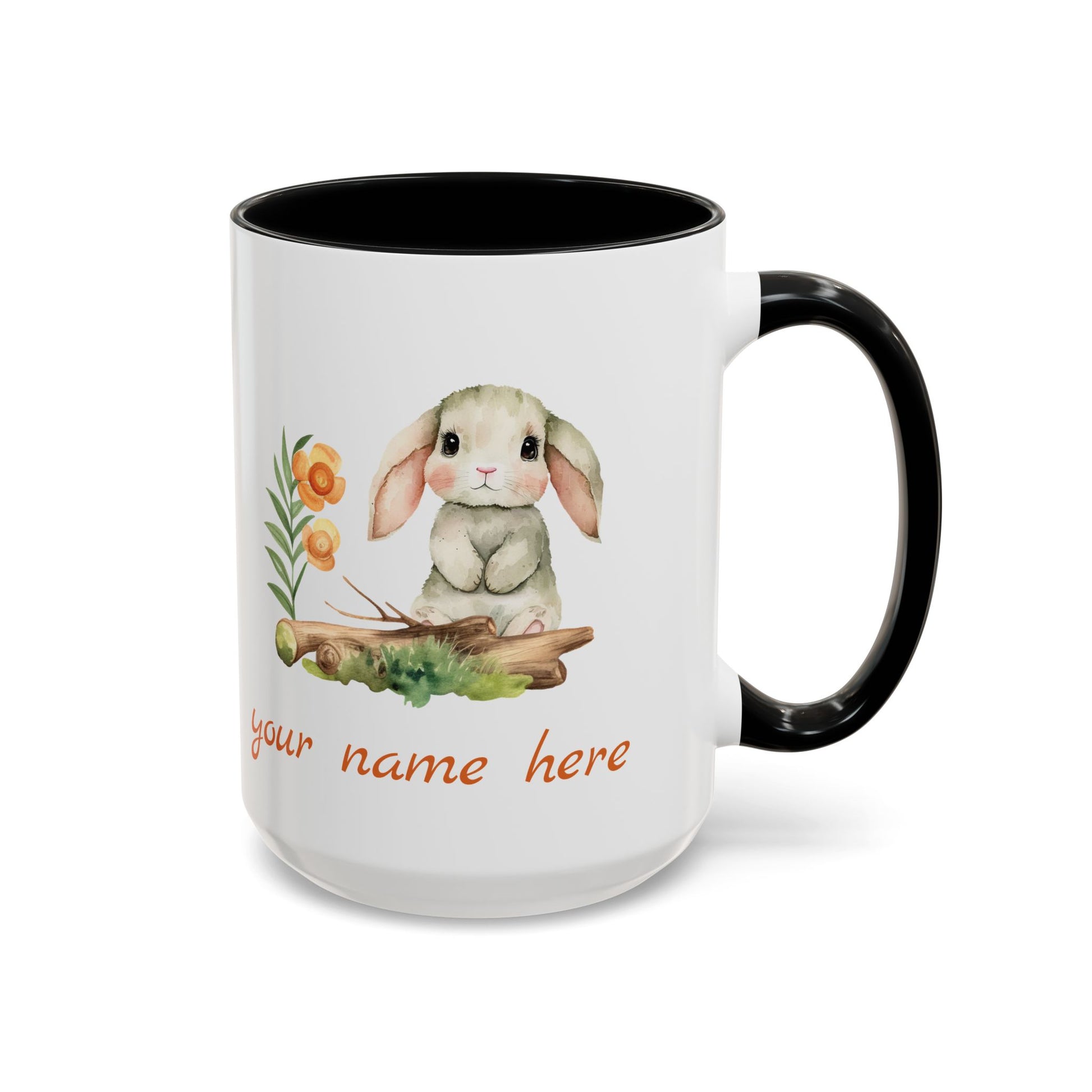 Watercolor Bunny Personalized Accent Mug - Canvasses