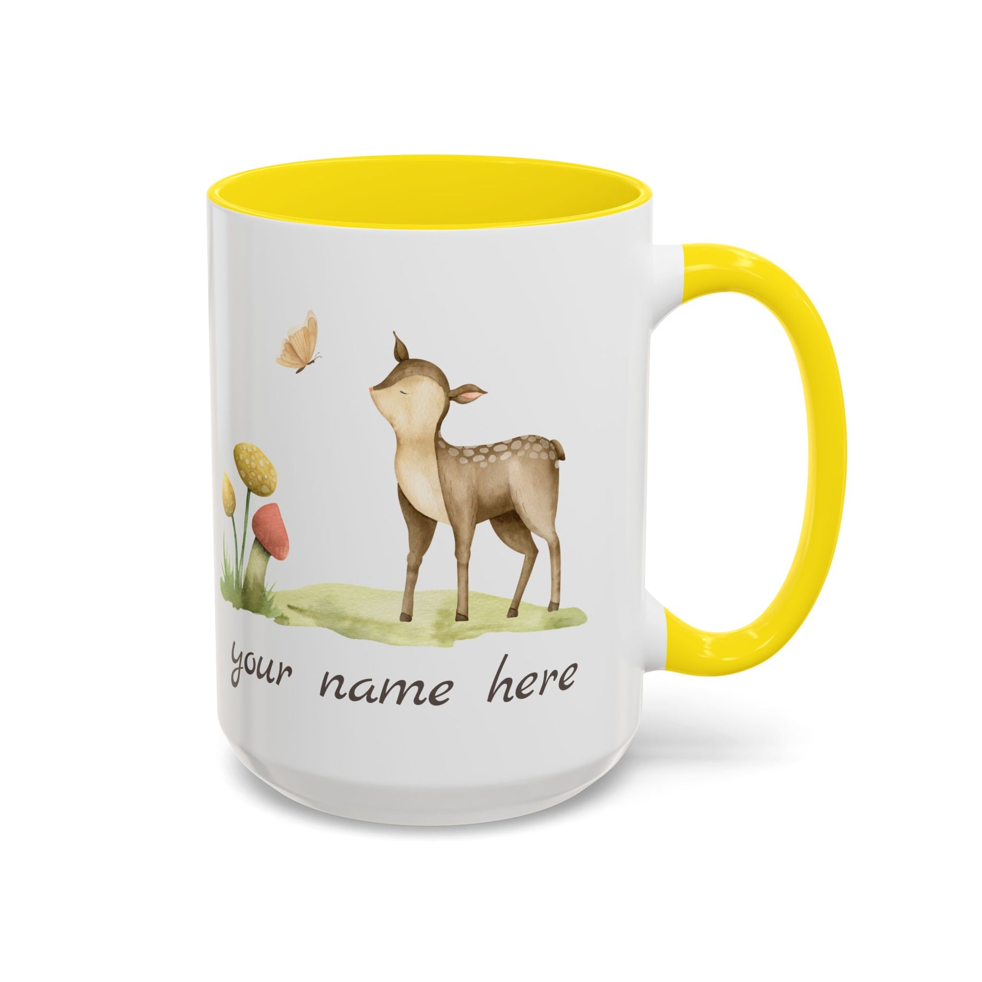 Watercolor Deer Personalized Accent Mug - Canvasses