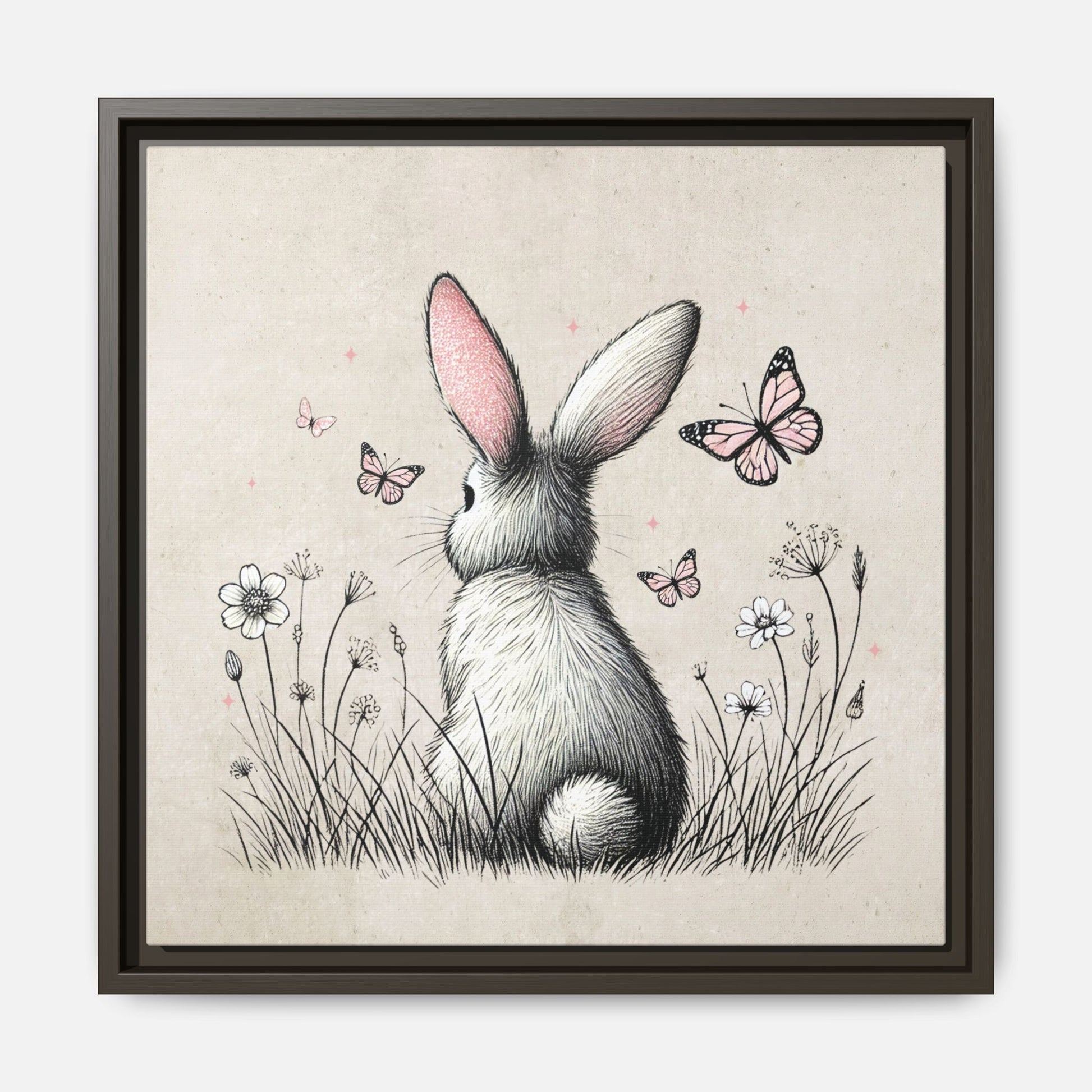 Bunny Playground Framed Canvas Wall Art Square - Canvasses