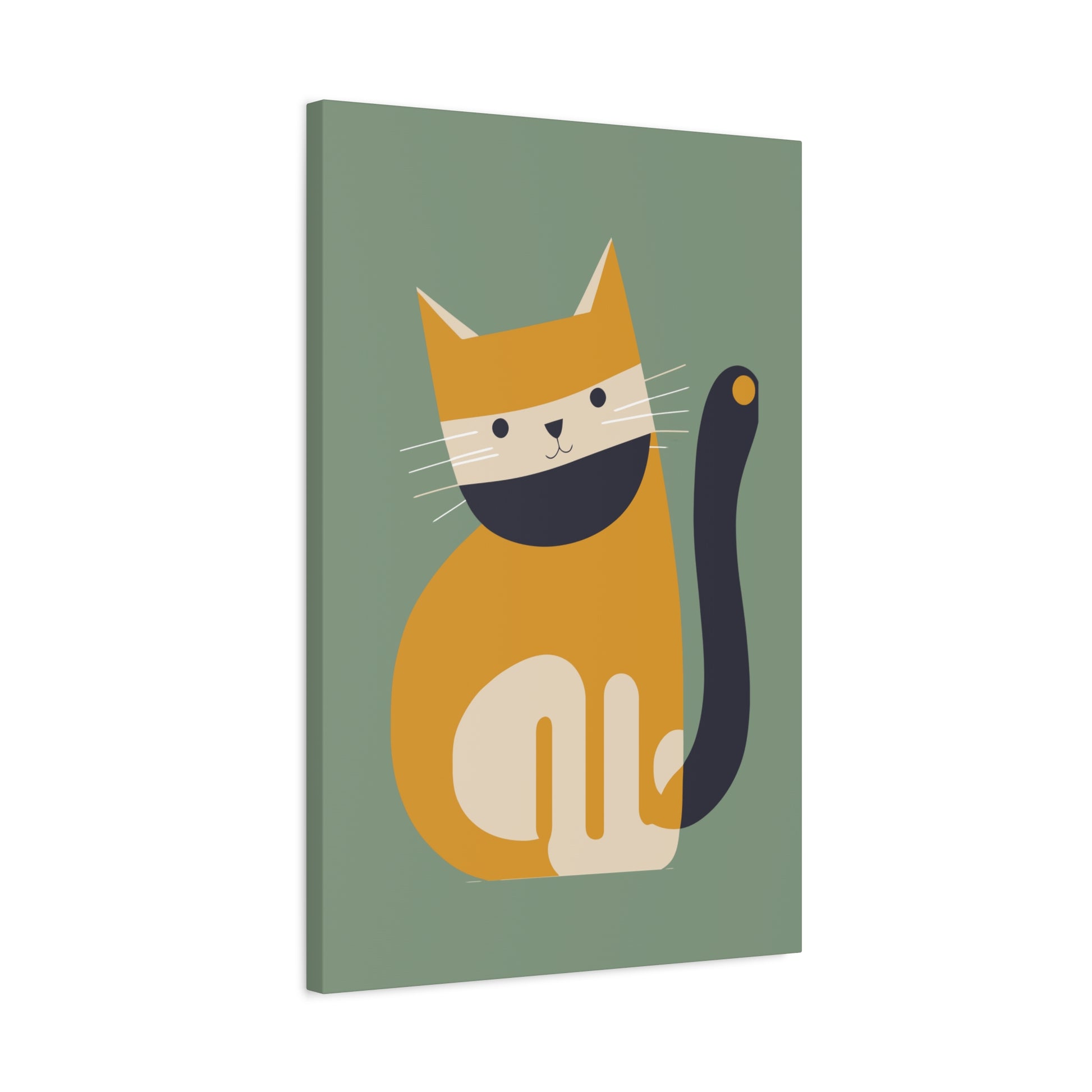 Orange Cat Canvas Wall Art Vertical - Canvasses