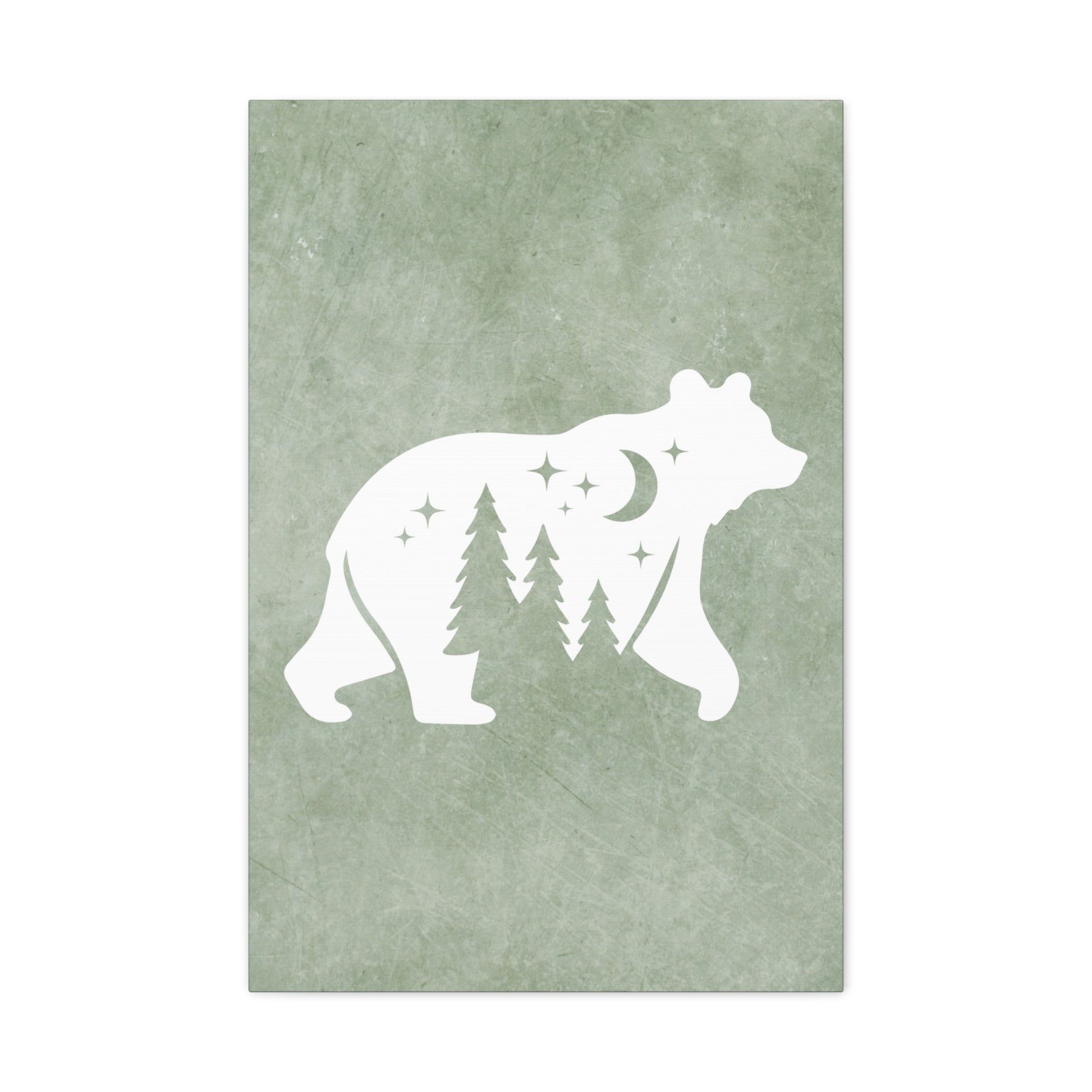 Silhouette Bear Canvas Wall Art Vertical - Canvasses