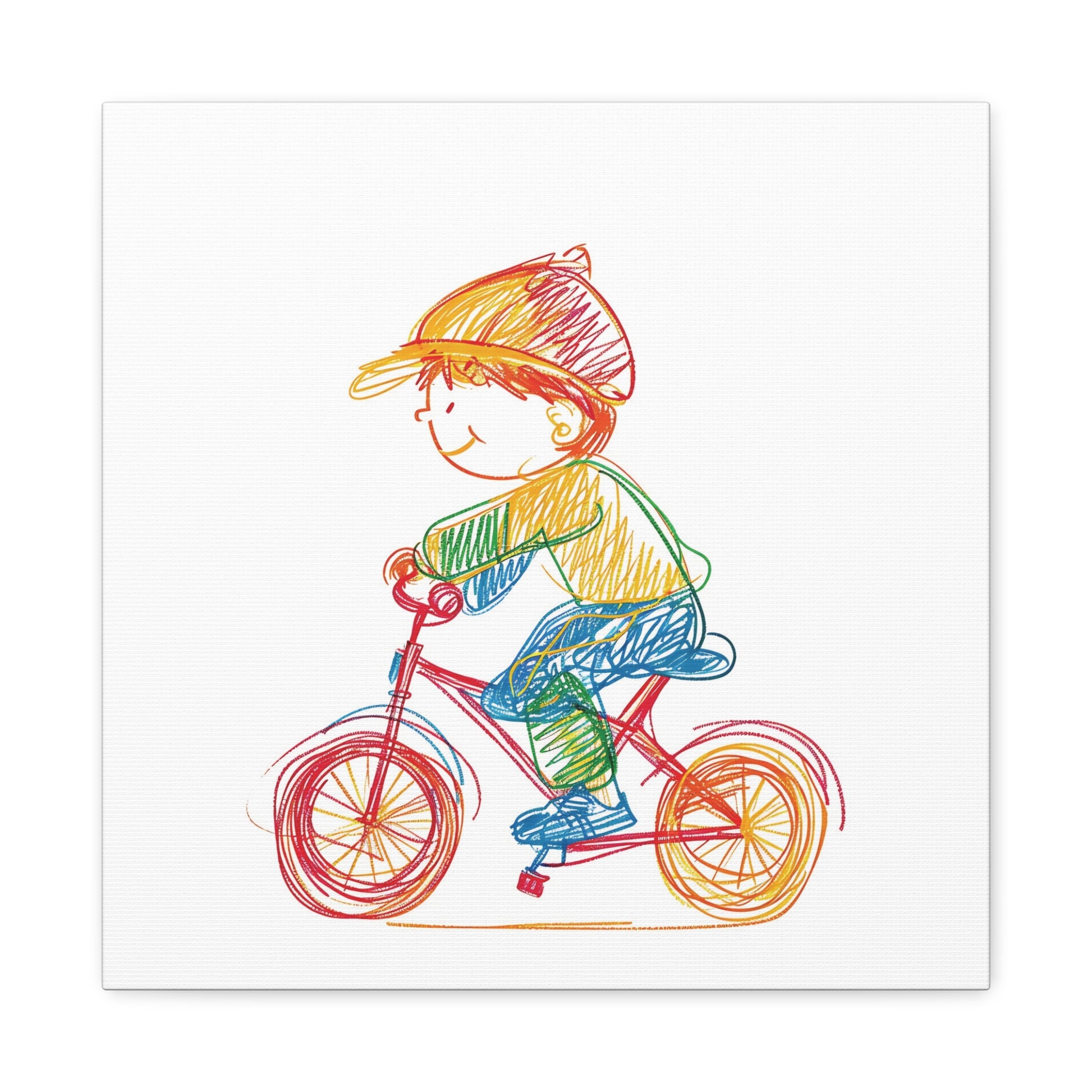 Bicycle Kid Canvas Wall Art Square - Canvasses