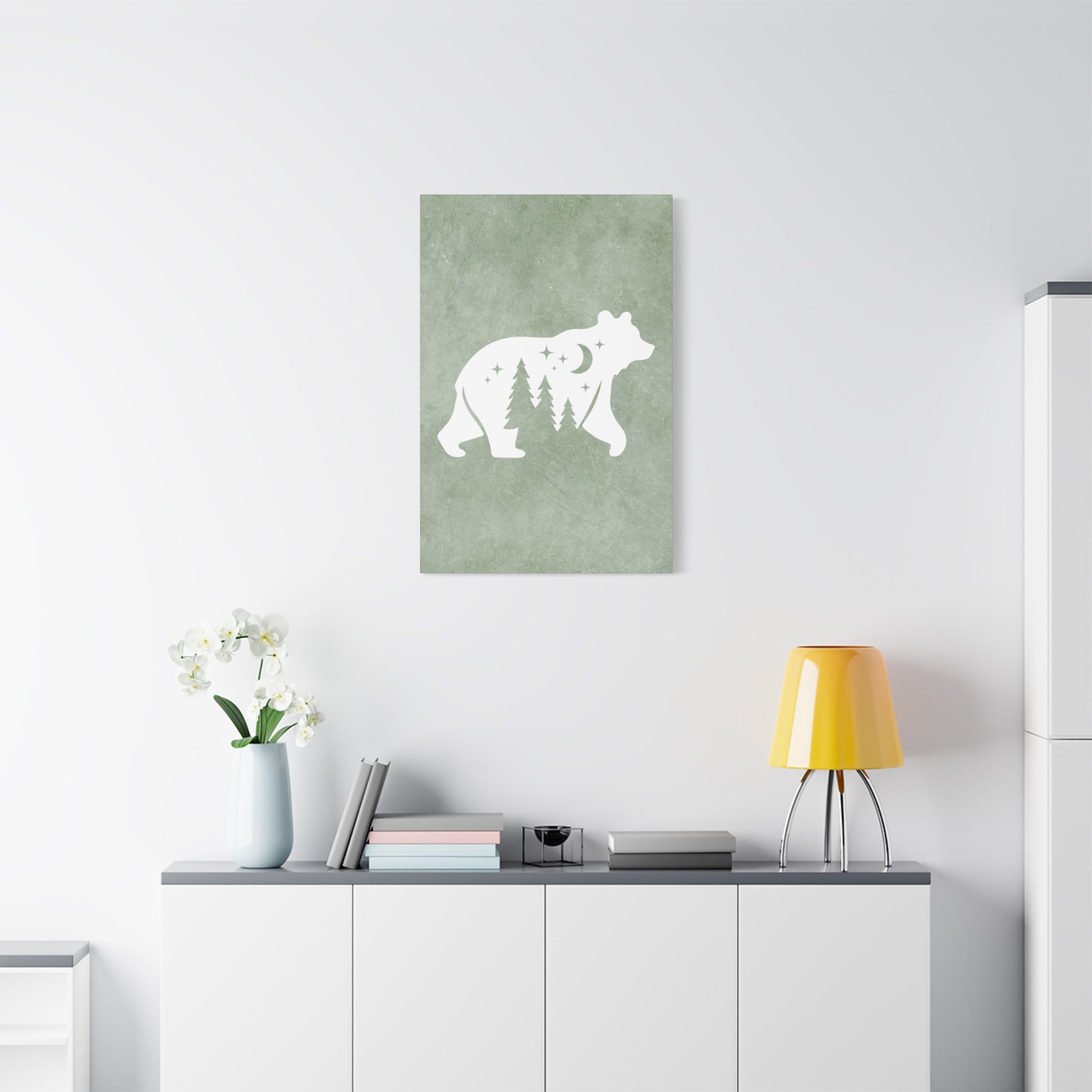 Silhouette Bear Canvas Wall Art Vertical - Canvasses