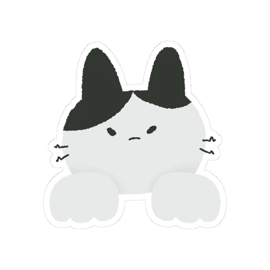 Gray Peekaboo Cat Kiss - Cut Sticker - Canvasses