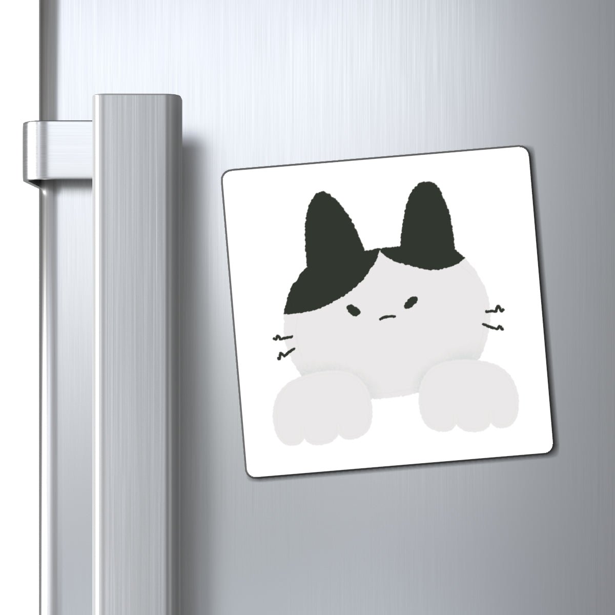Gray Peekaboo Cat Square Magnet - Canvasses