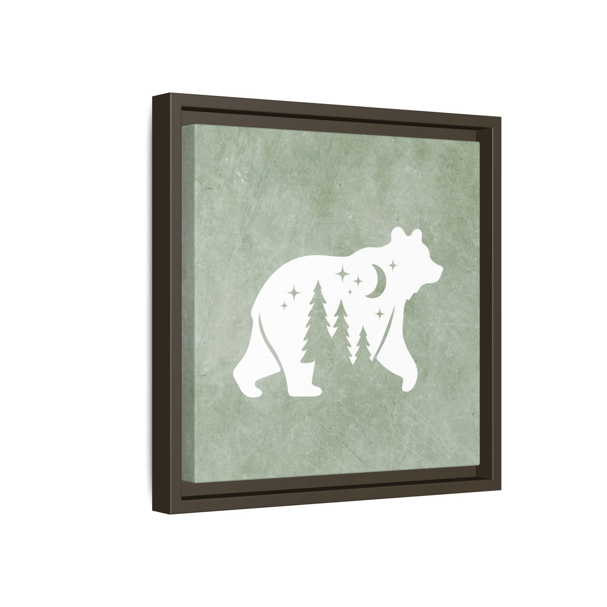 Silhouette Bear Framed Canvas Wall Art Square - Canvasses