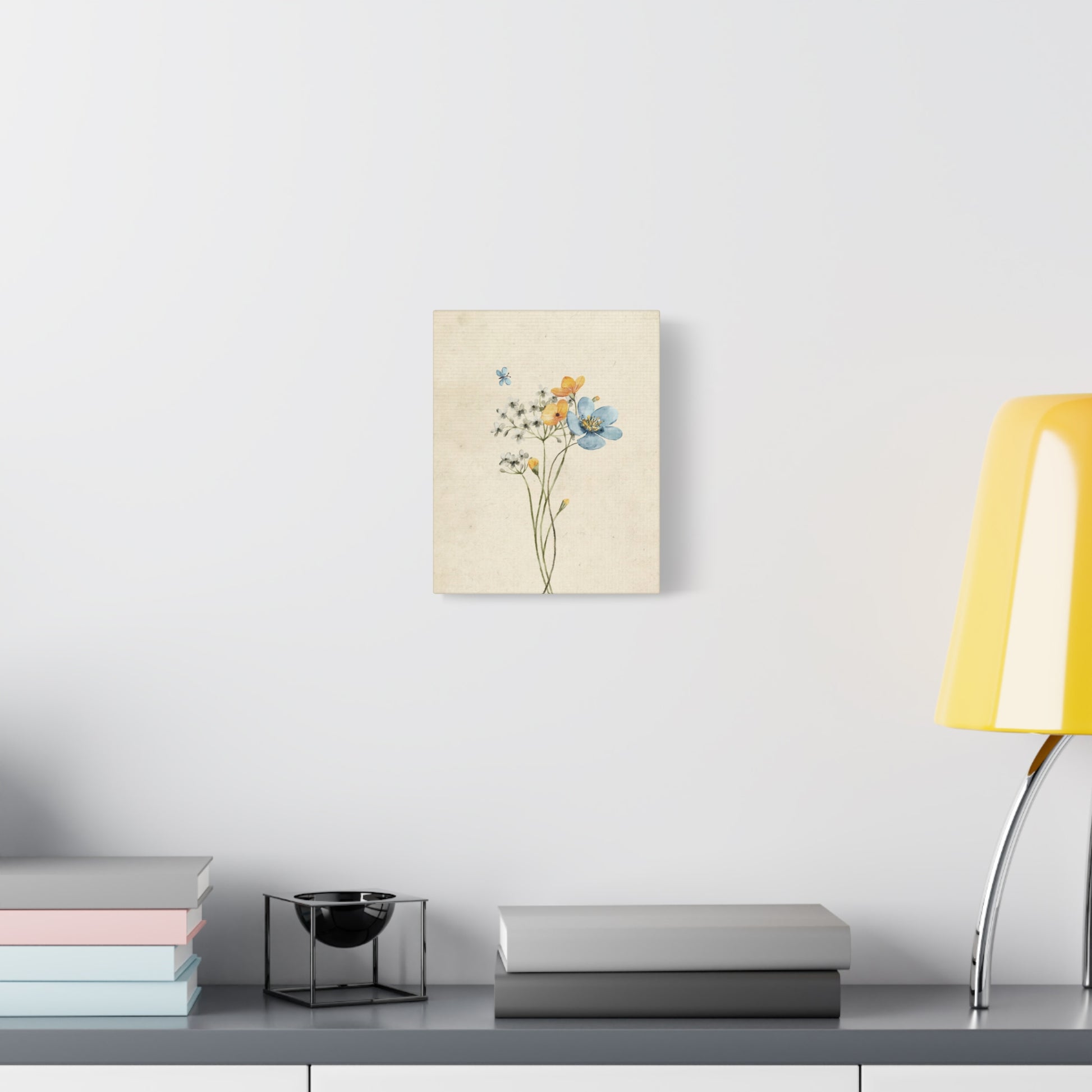 Vintage Wildflower Butterfly Canvas Wall Art Vertical - Canvasses