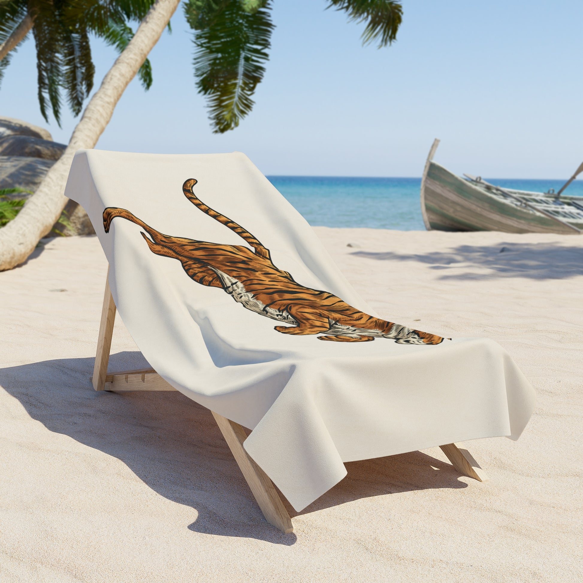 Tiger Leap Oversized Beach Towel - Canvasses