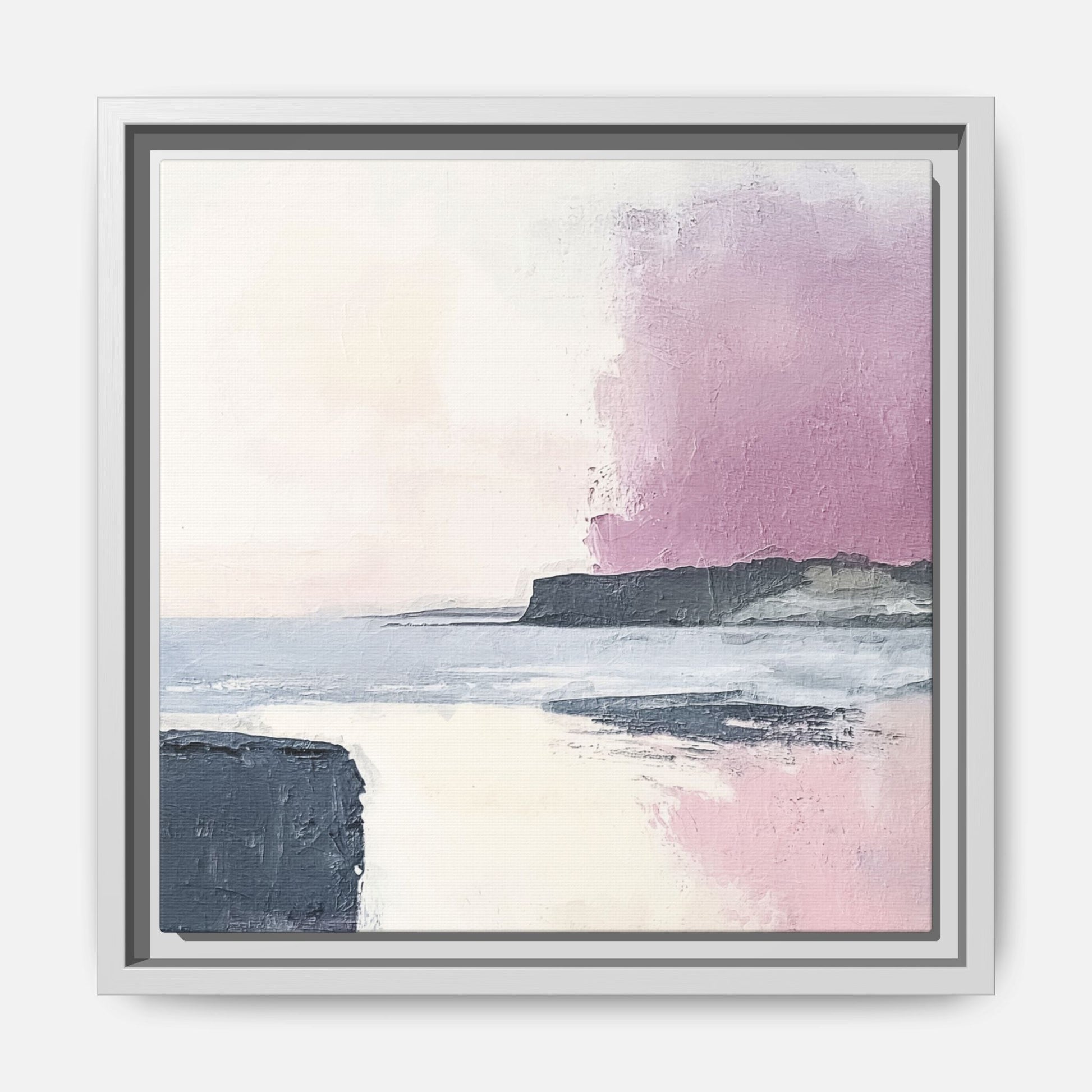 Lavender Ocean Framed Canvas Wall Art Square - Canvasses