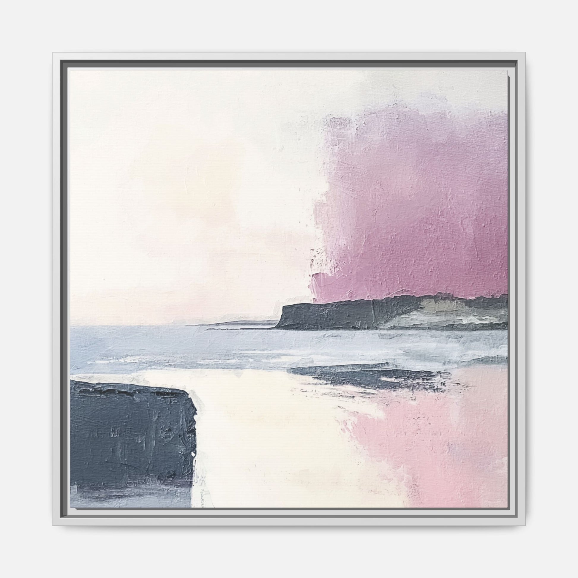 Lavender Ocean Framed Canvas Wall Art Square - Canvasses