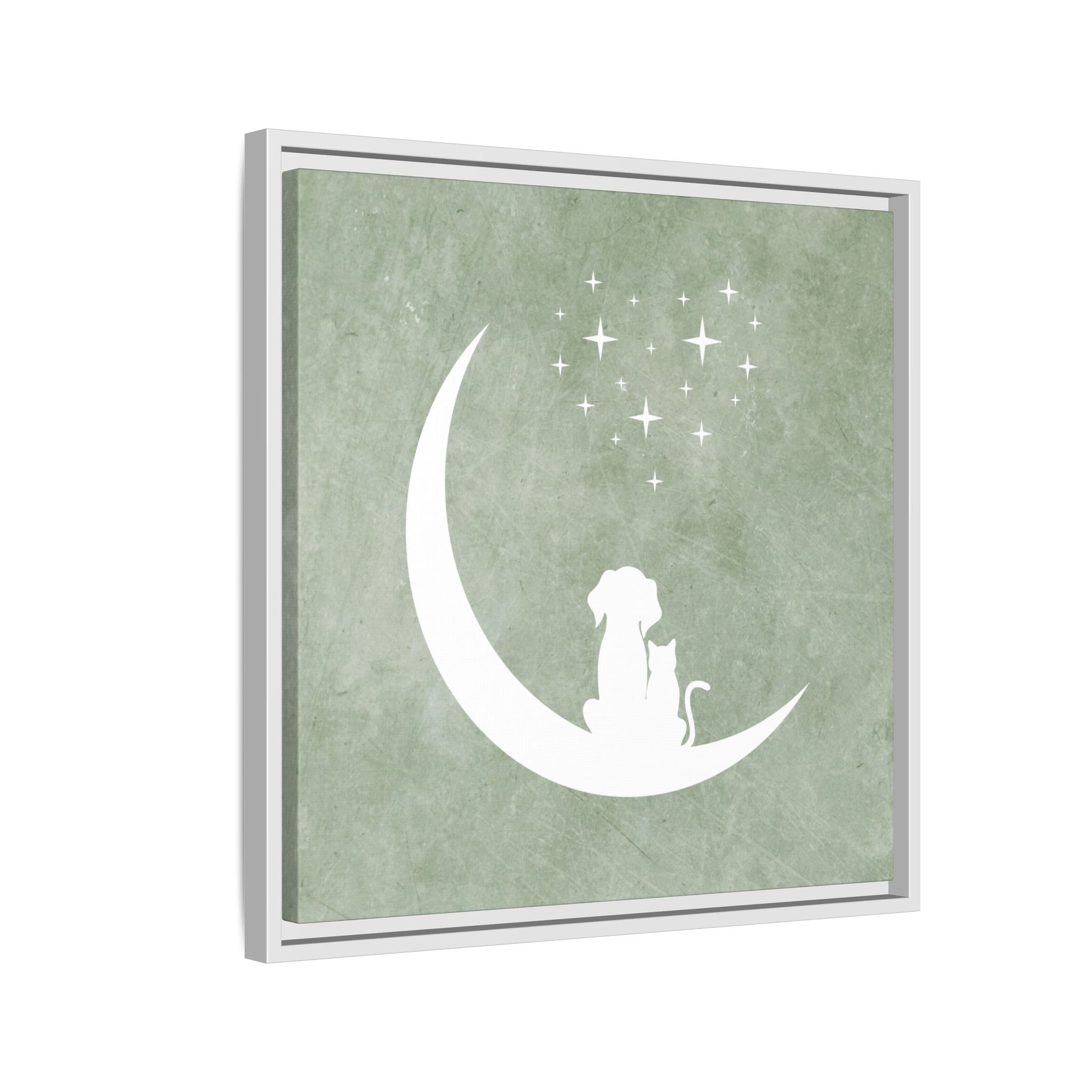 Moonlit Friends Framed Canvas Wall Art Square - Canvasses
