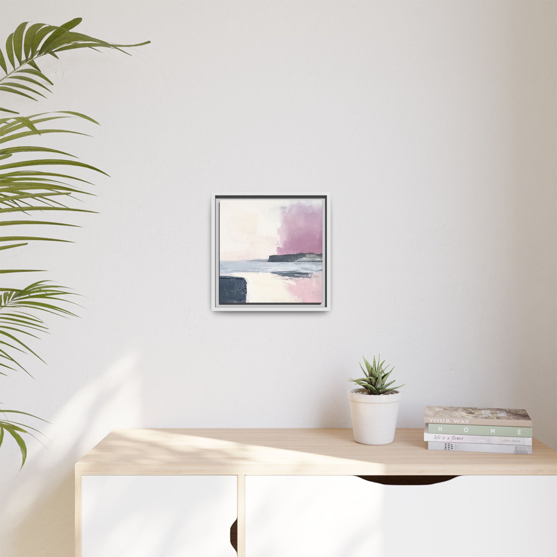 Lavender Ocean Framed Canvas Wall Art Square - Canvasses