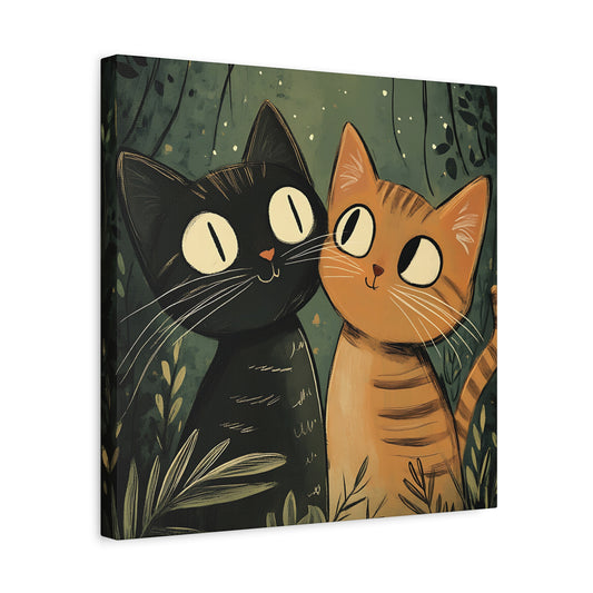 Cats in Love Canvas Wall Art Square - Canvasses