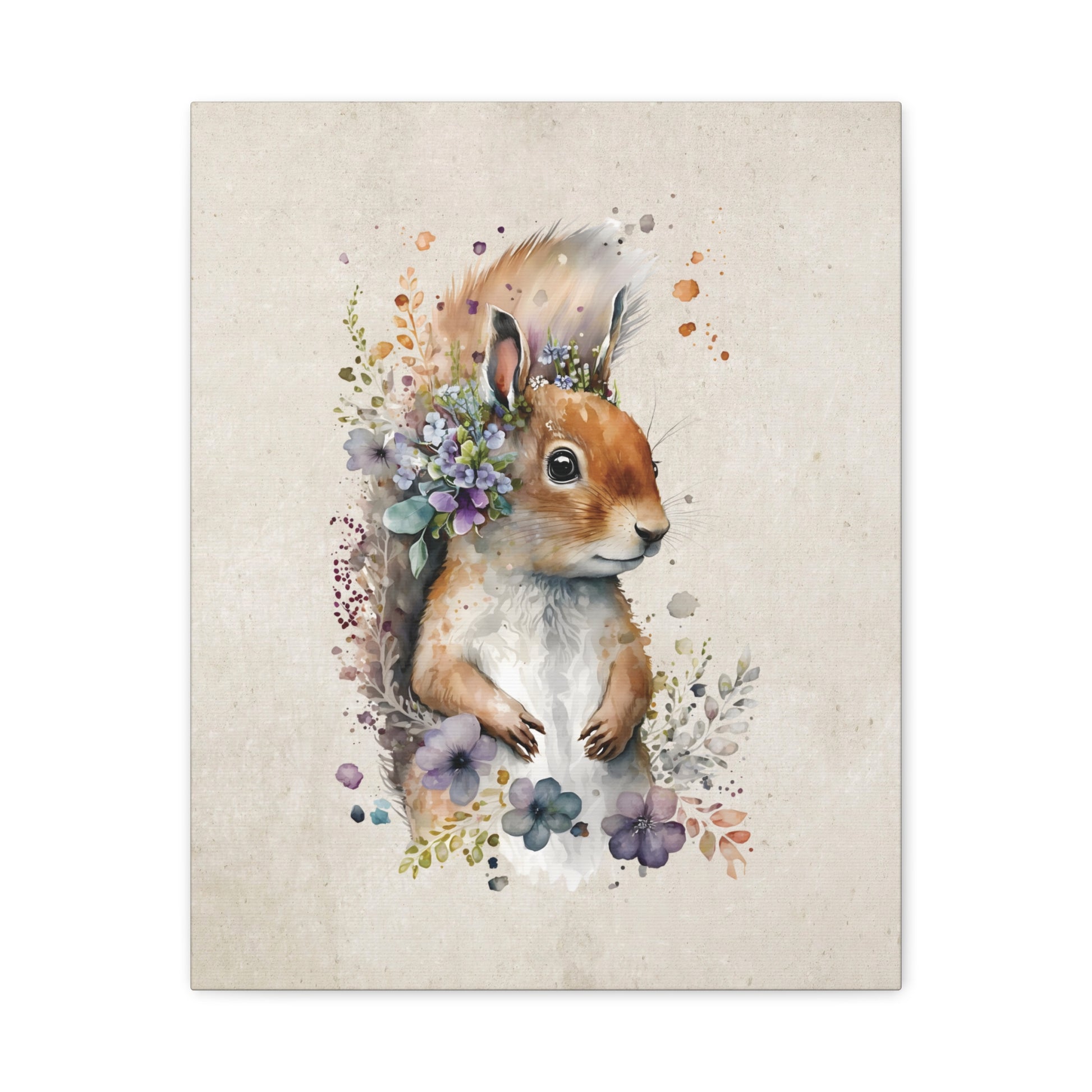 Watercolor Squirrel Canvas Wall Art Vertical - Canvasses