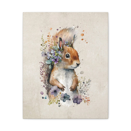 Watercolor Squirrel Canvas Wall Art Vertical - Canvasses