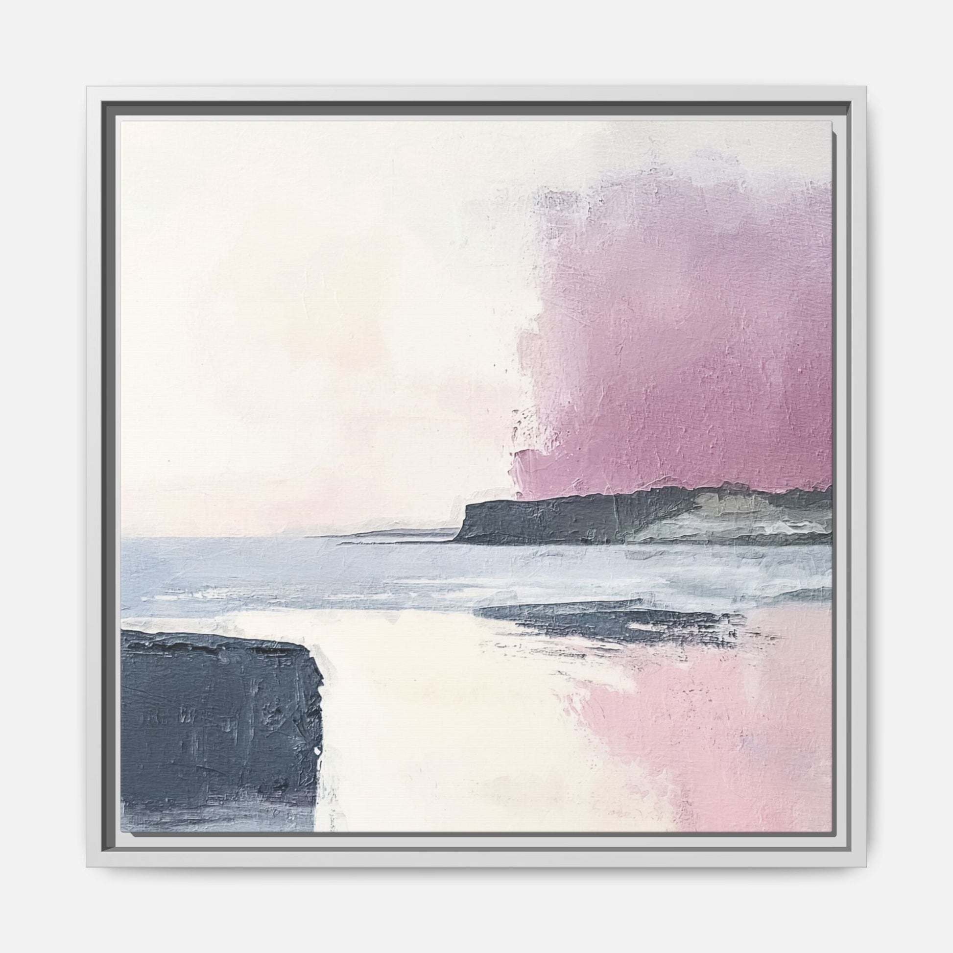 Lavender Ocean Framed Canvas Wall Art Square - Canvasses