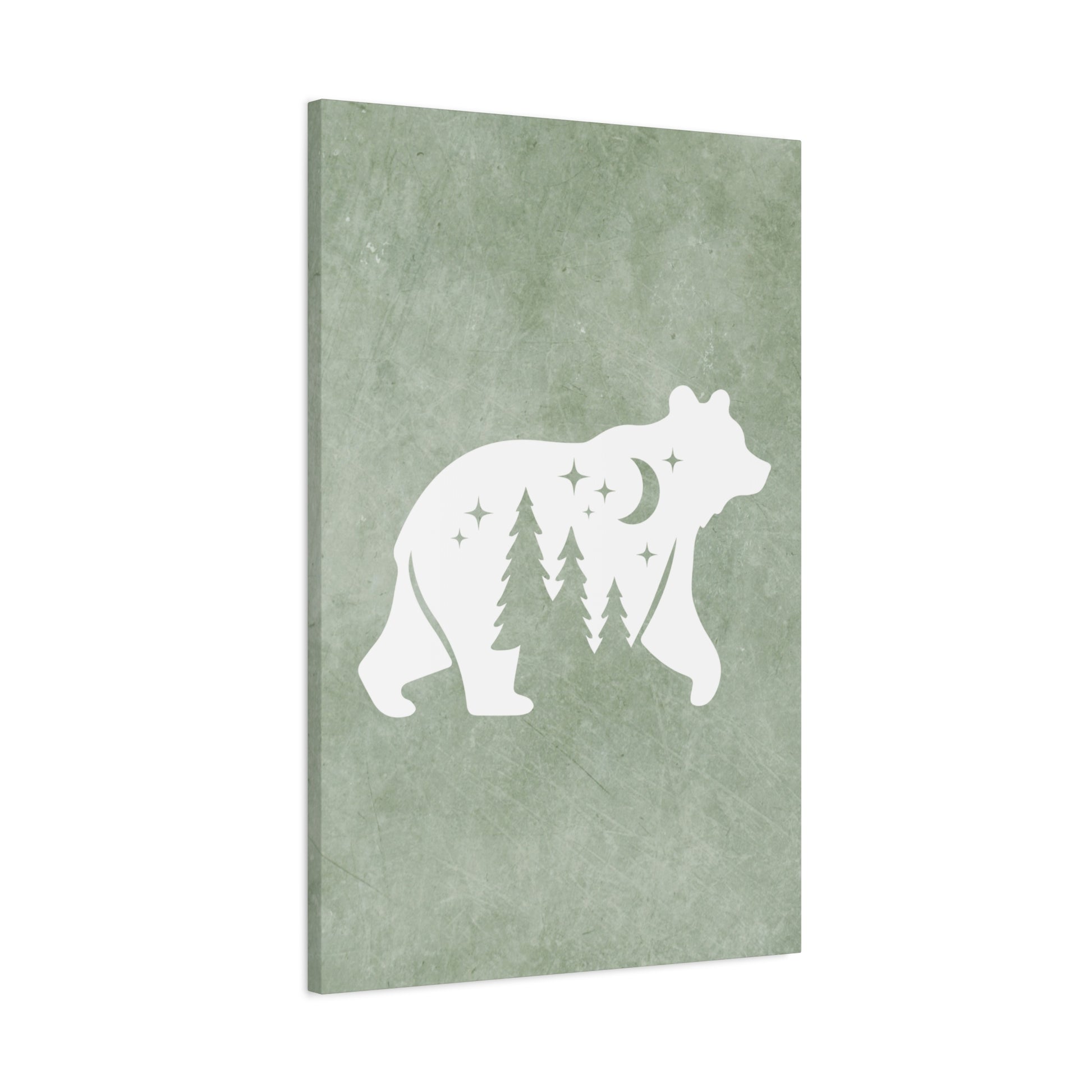 Silhouette Bear Canvas Wall Art Vertical - Canvasses