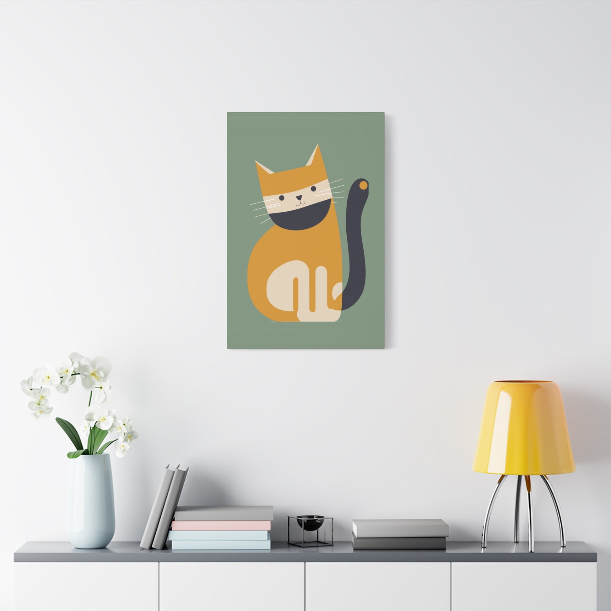 Orange Cat Canvas Wall Art Vertical - Canvasses