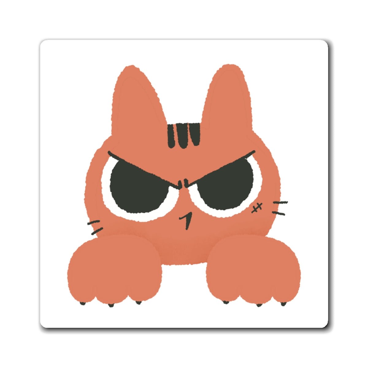 Grumpy Peekaboo Cat Square Magnet - Canvasses