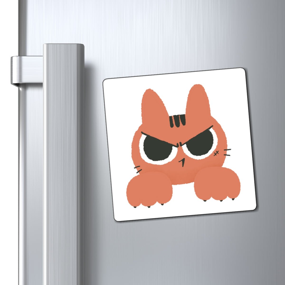 Grumpy Peekaboo Cat Square Magnet - Canvasses