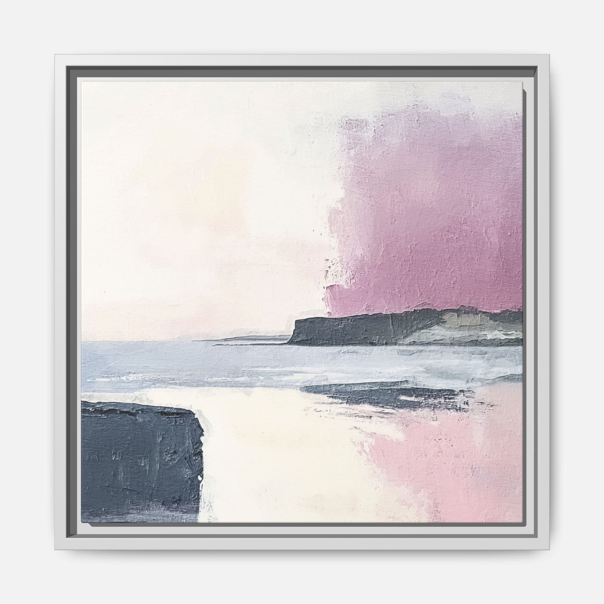 Lavender Ocean Framed Canvas Wall Art Square - Canvasses