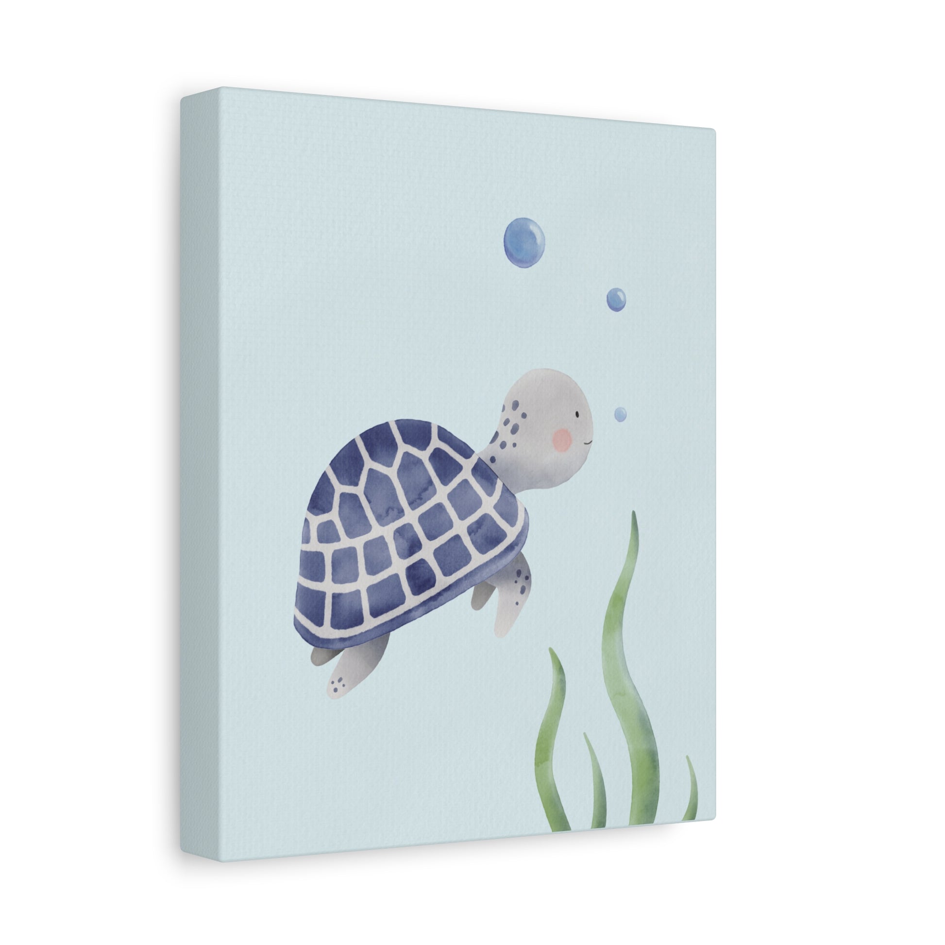 Watercolor Turtle Blue Canvas Wall Art Vertical - Canvasses