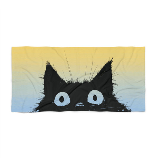 Peekaboo Cat Sunset Oversized Beach Towel - Canvasses