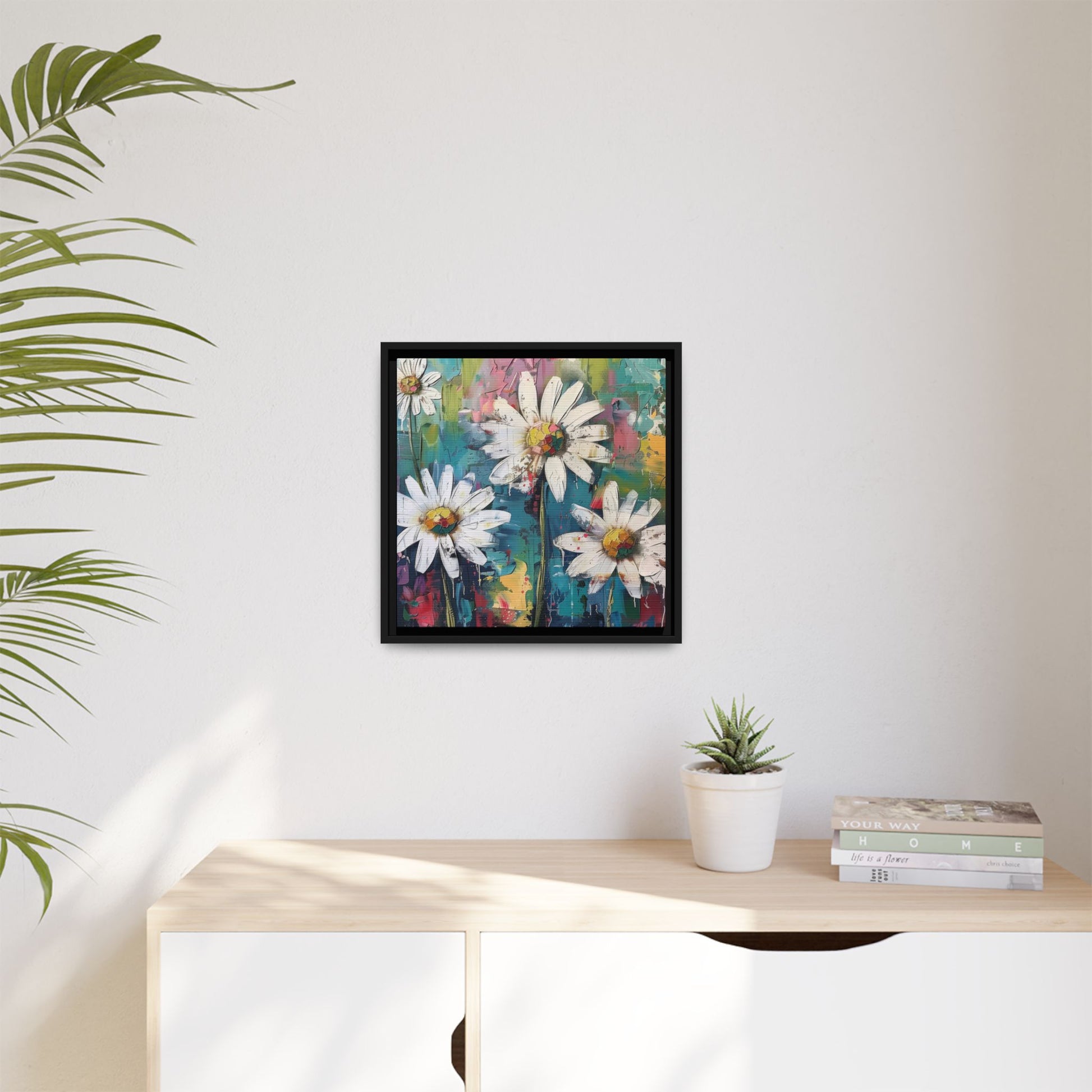 Daisy Daydreams Framed Canvas Wall Art Square - Canvasses