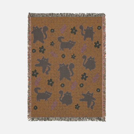 Silly Cat 100% Cotton Woven Blanket - Canvasses