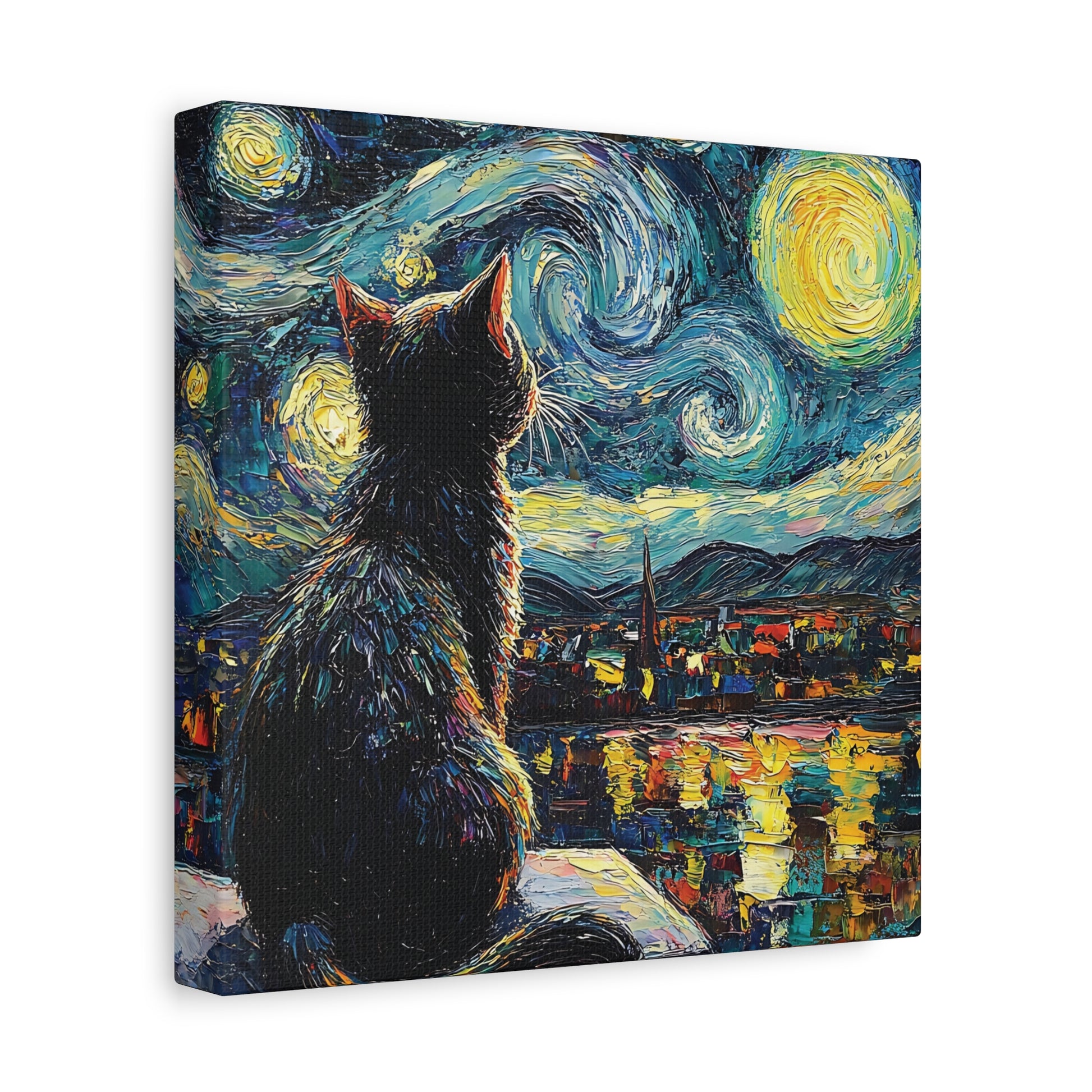 Starry Cat Canvas Wall Art Square - Canvasses