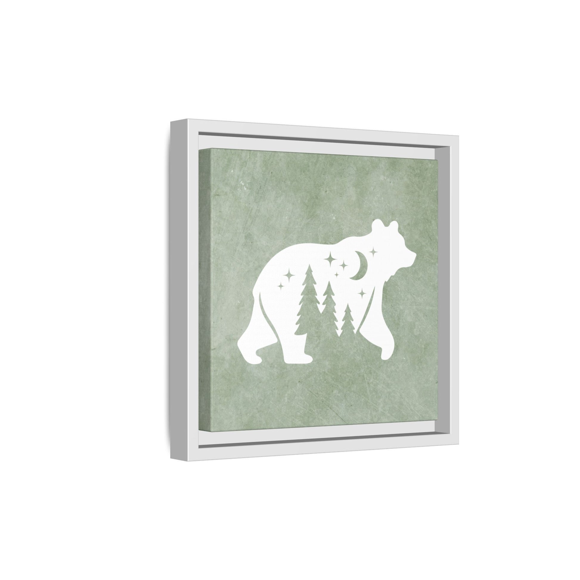 Silhouette Bear Framed Canvas Wall Art Square - Canvasses