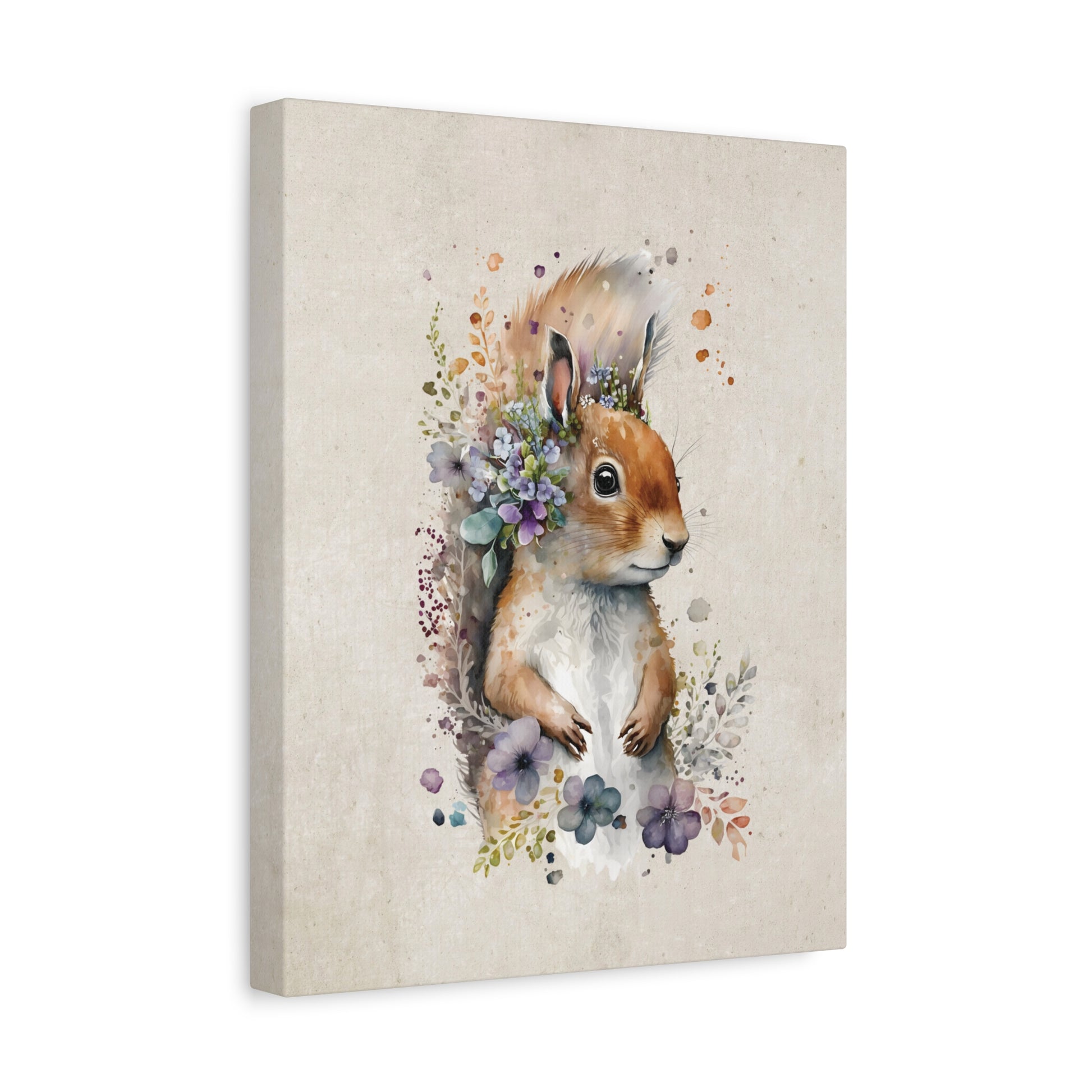 Watercolor Squirrel Canvas Wall Art Vertical - Canvasses
