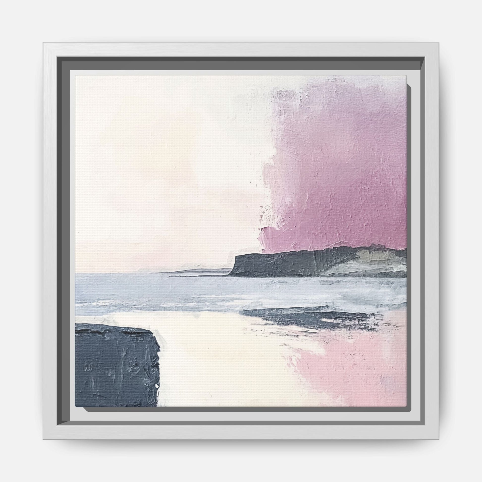 Lavender Ocean Framed Canvas Wall Art Square - Canvasses