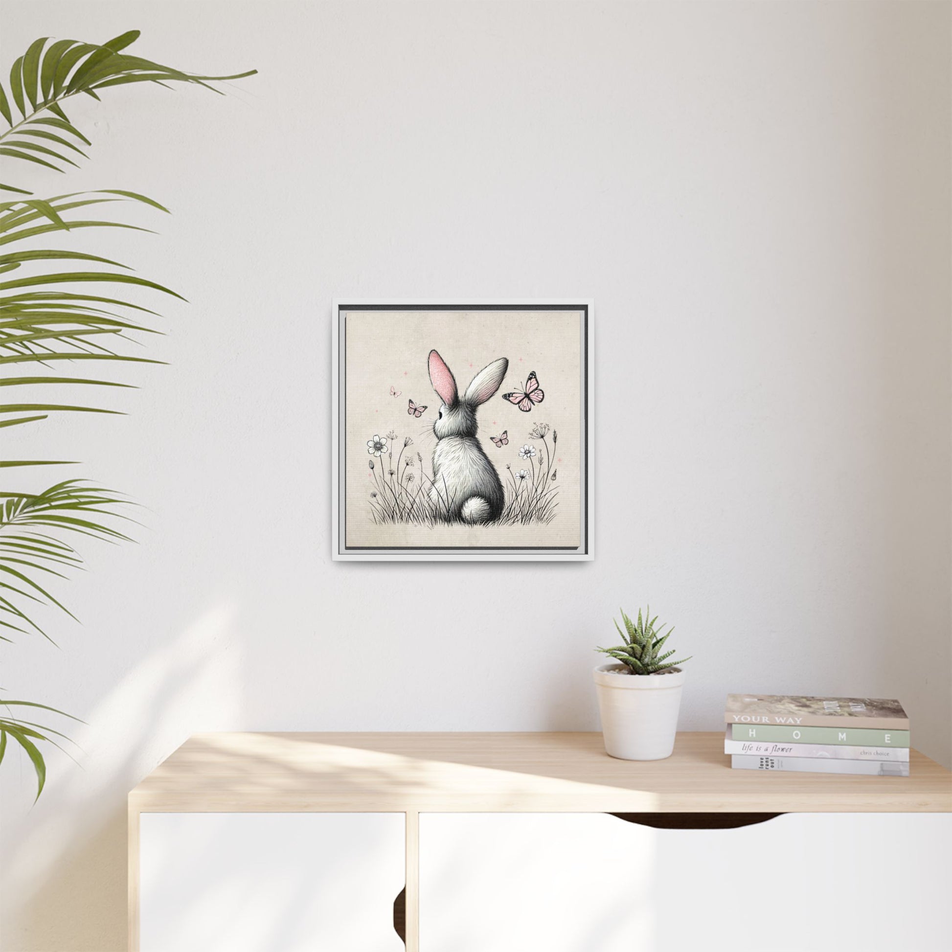 Bunny Playground Framed Canvas Wall Art Square - Canvasses