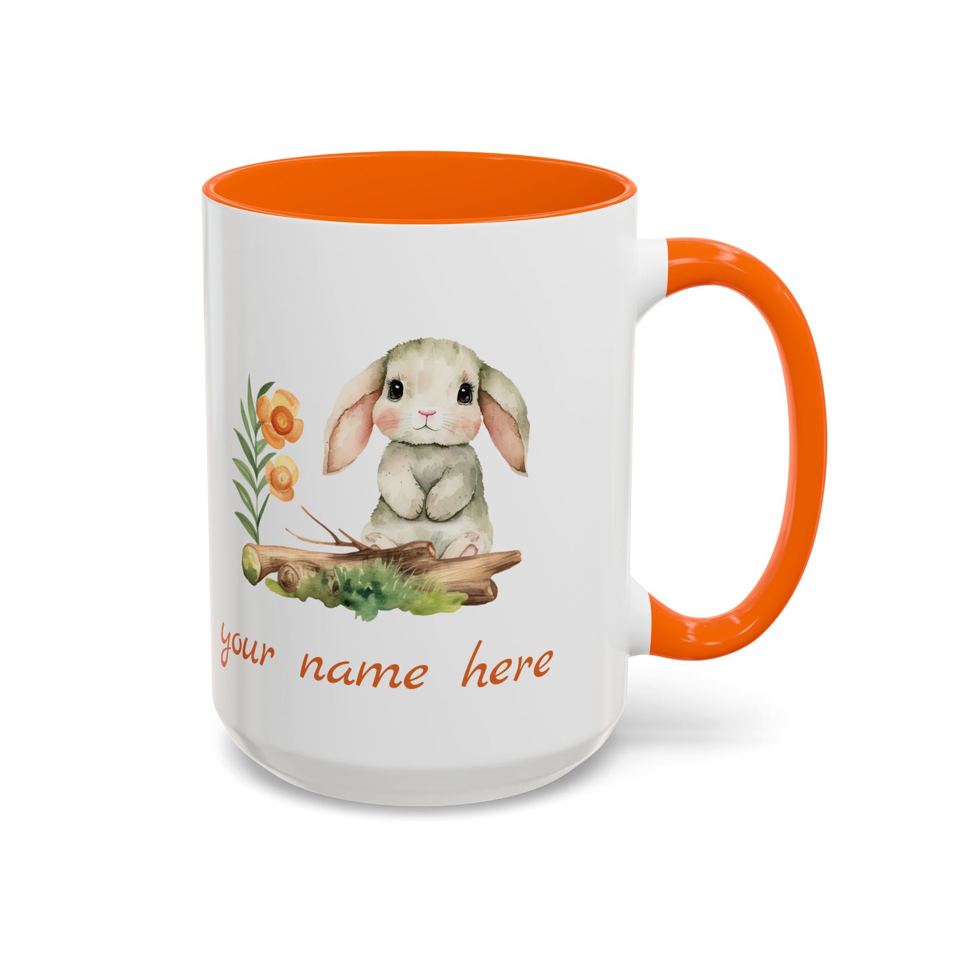 Watercolor Bunny Personalized Accent Mug - Canvasses