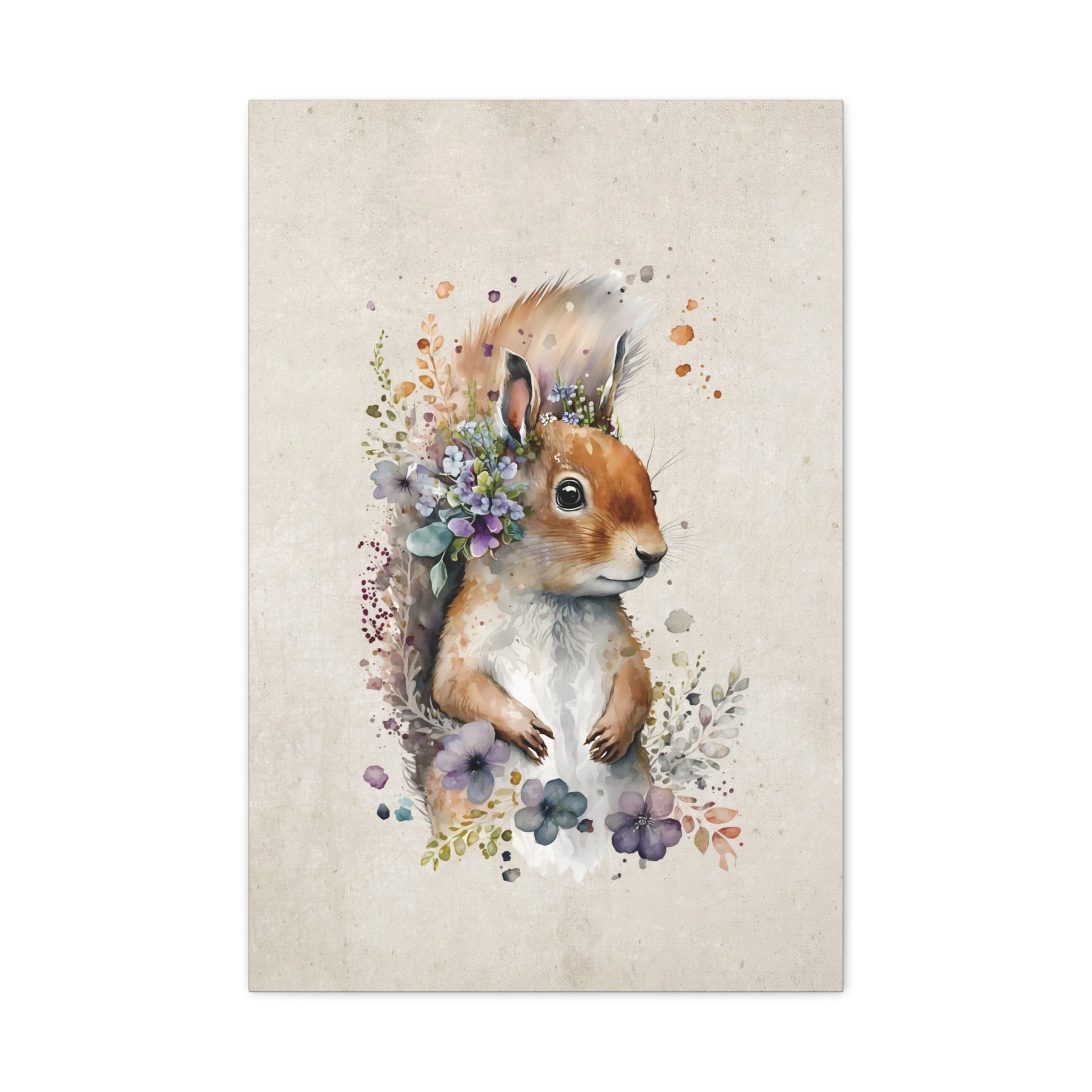 Watercolor Squirrel Canvas Wall Art Vertical - Canvasses