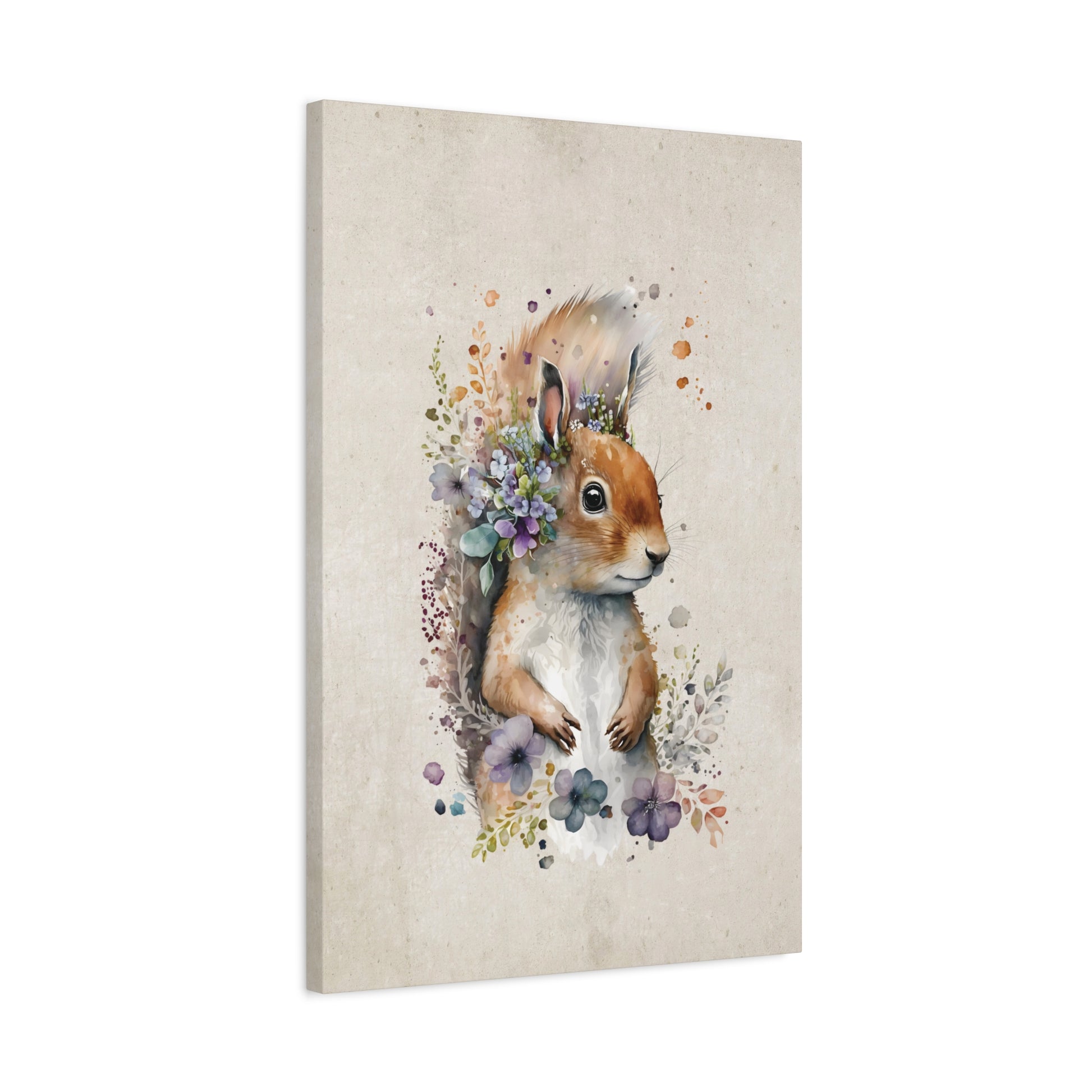 Watercolor Squirrel Canvas Wall Art Vertical - Canvasses