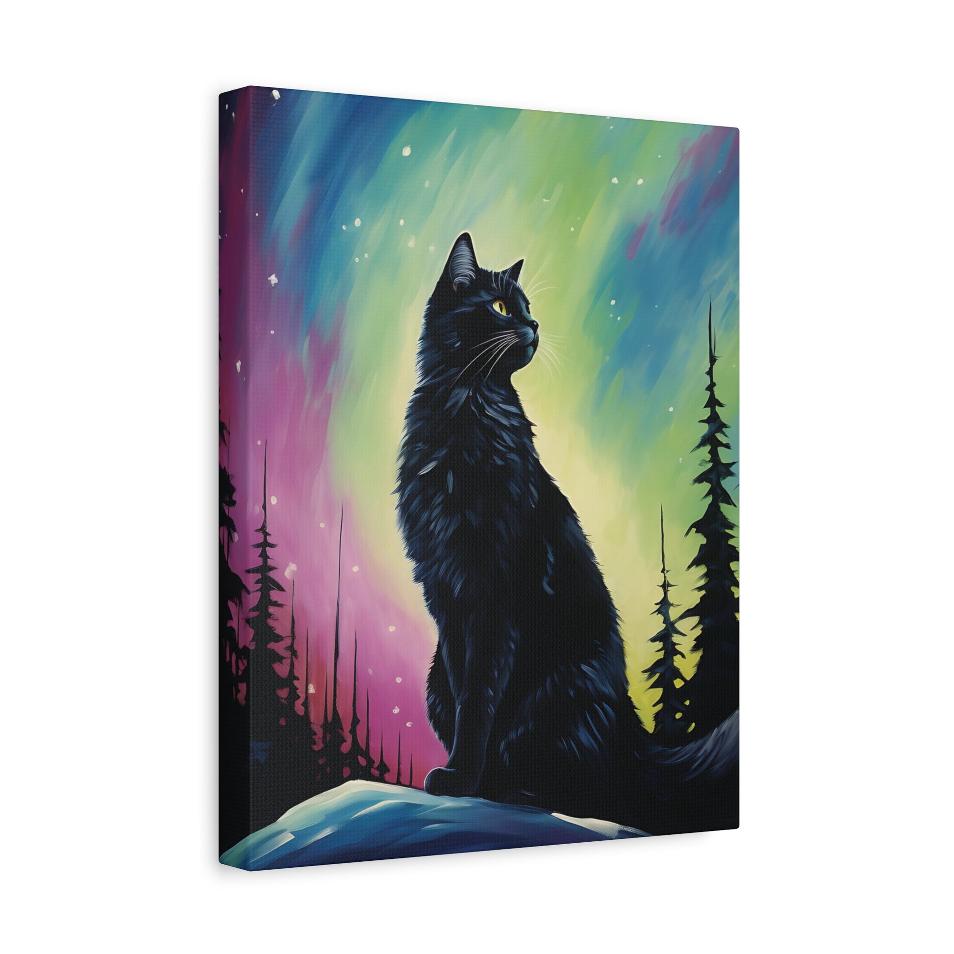 Aurora Cat Canvas Wall Art Vertical - Canvasses