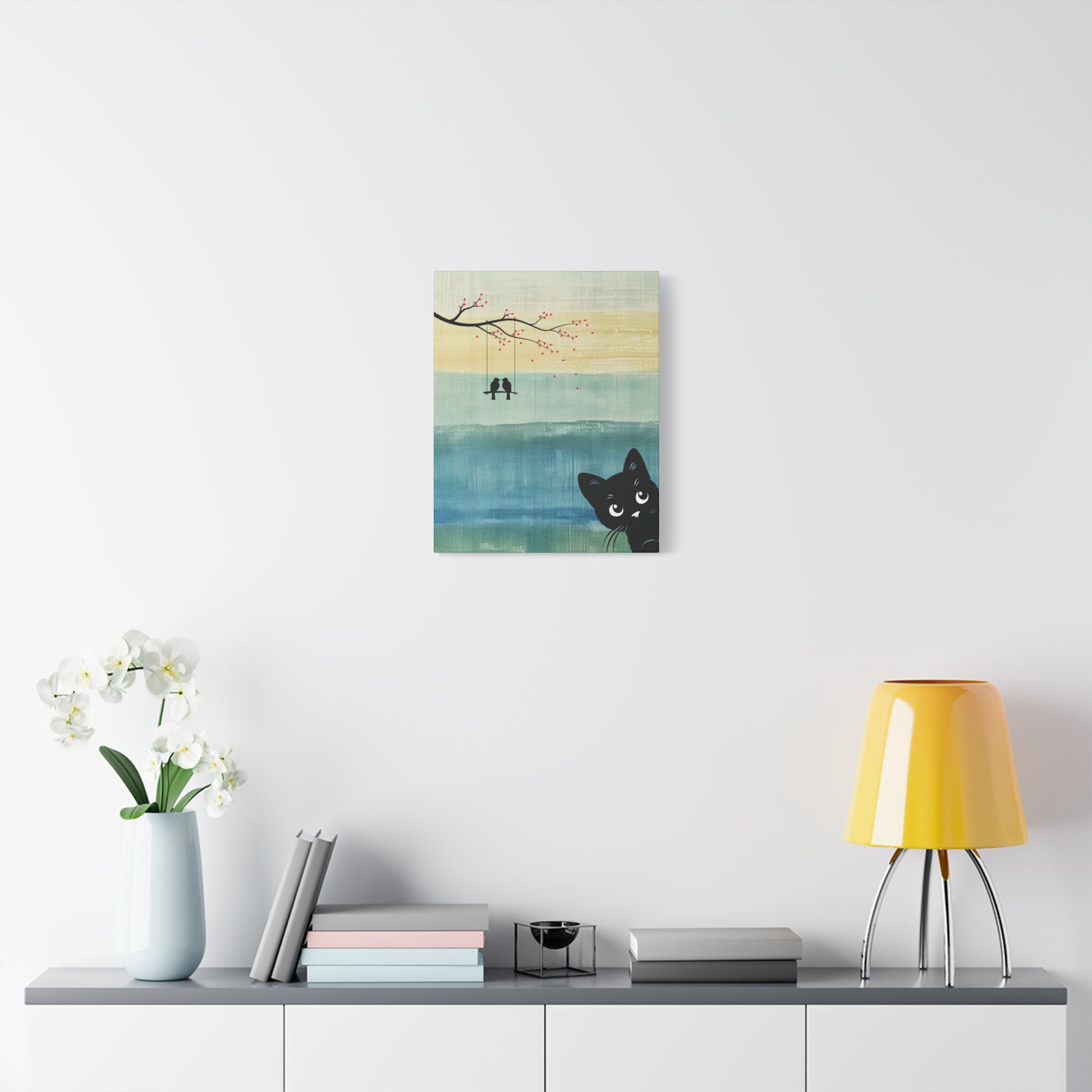 Peekaboo Cat Canvas Wall Art Vertical - Canvasses